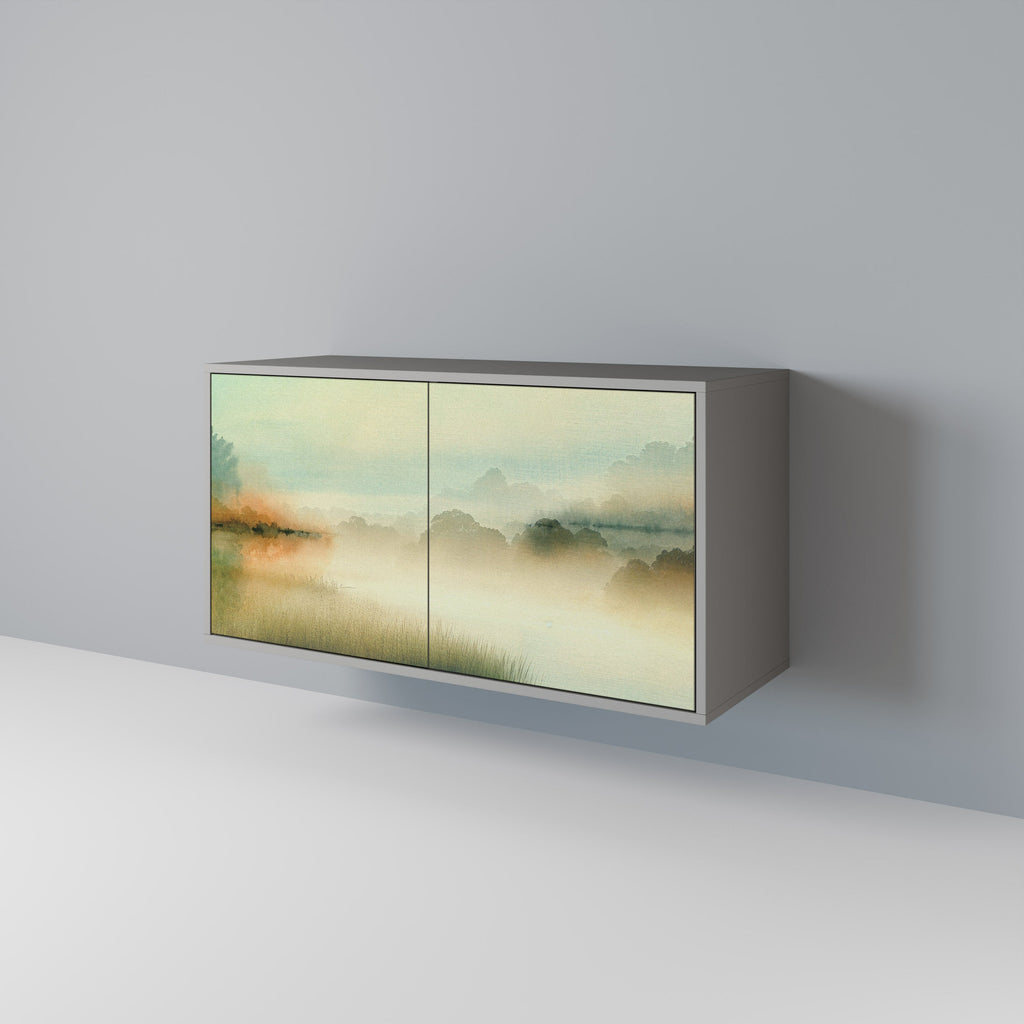 Buffet 2 portes MORNING BY THE LAKE en finition grise