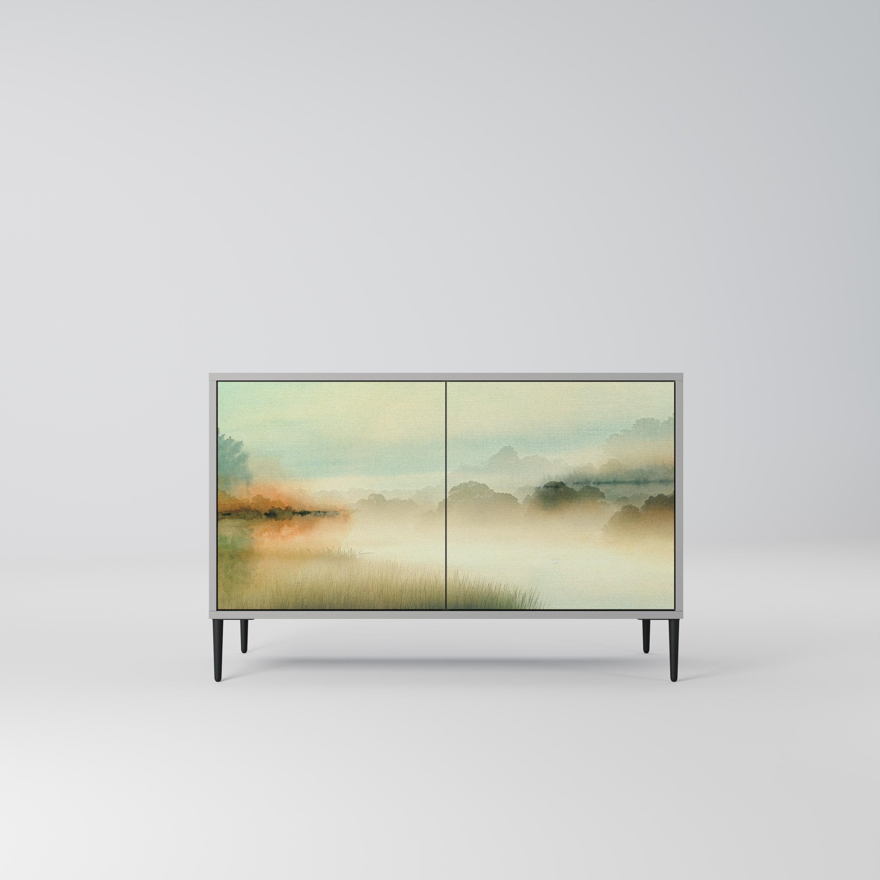 Buffet 2 portes MORNING BY THE LAKE en finition grise