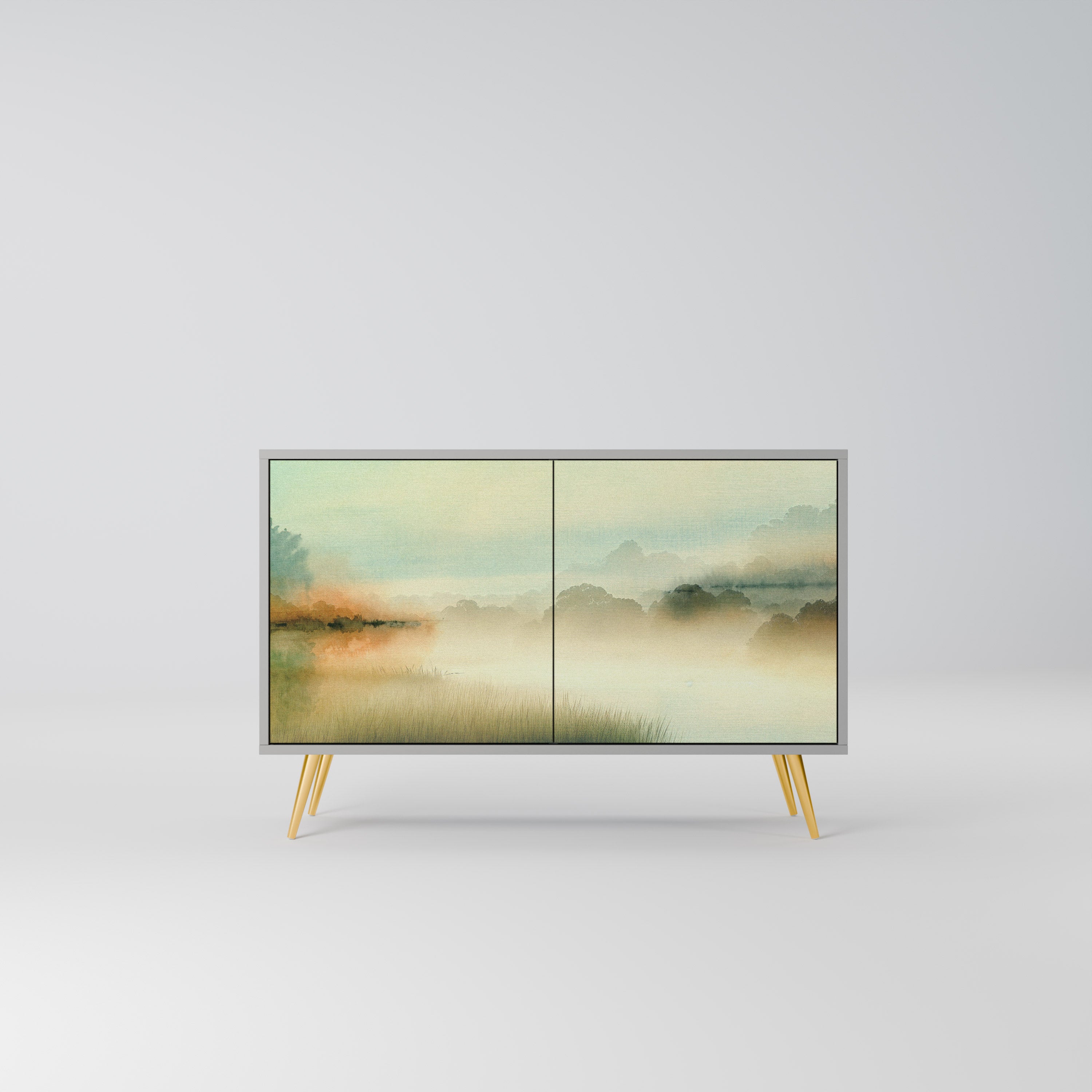 Buffet 2 portes MORNING BY THE LAKE en finition grise