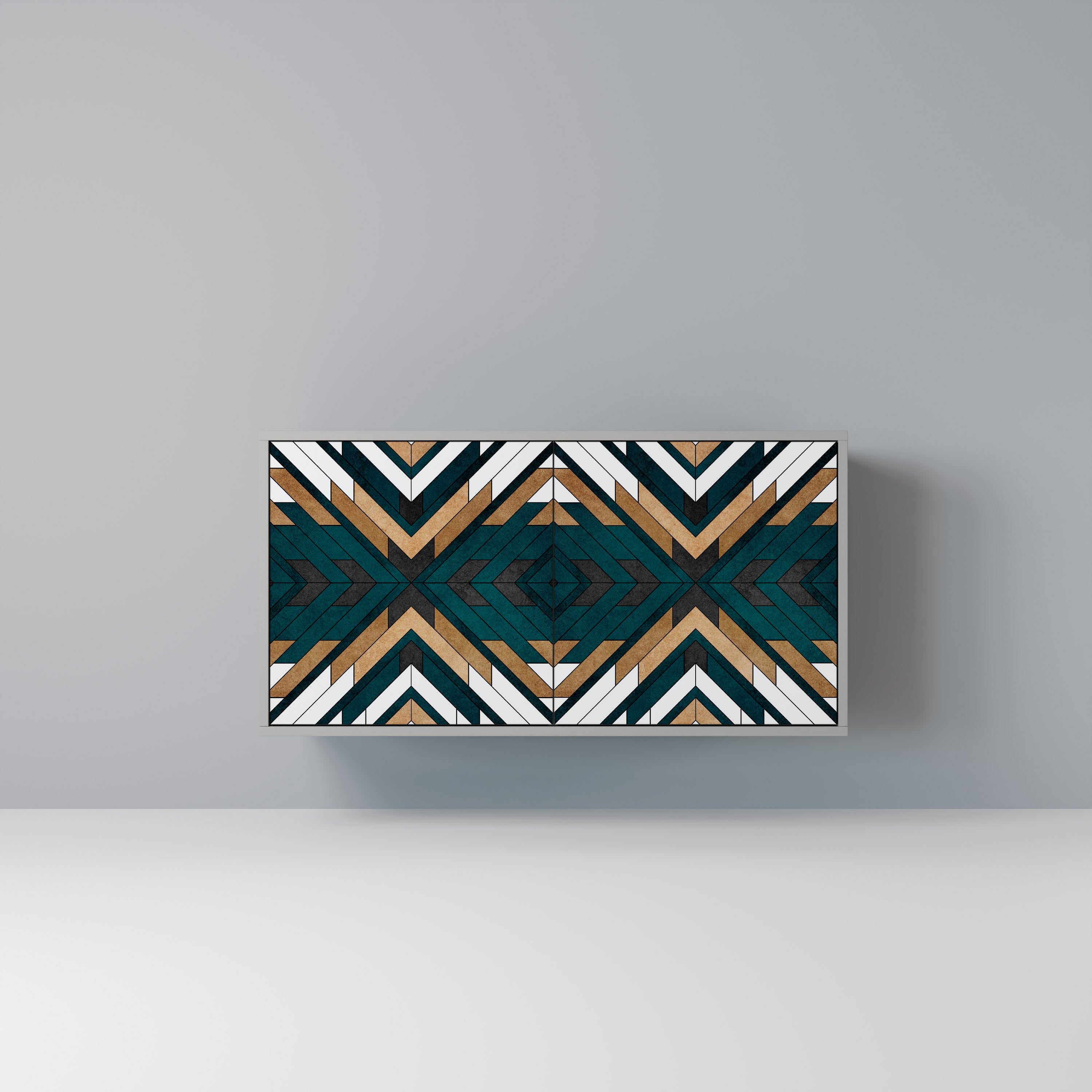 Buffet 2 portes ARTISTIC GEOMETRY en finition grise