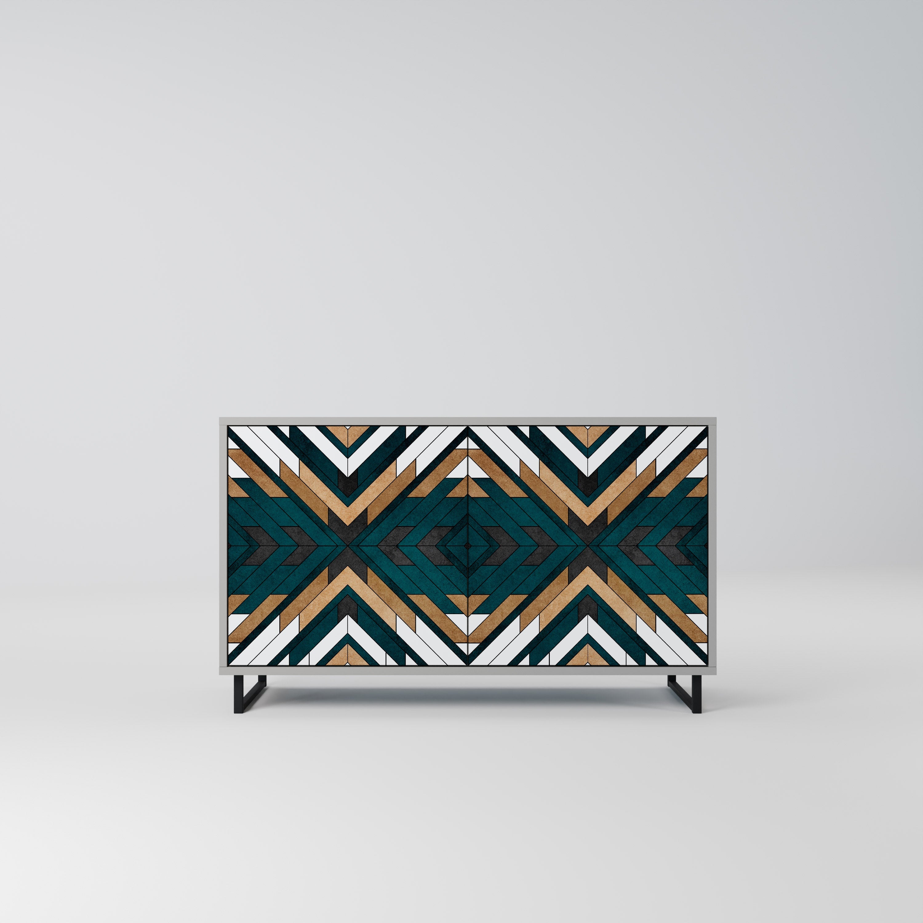 Buffet 2 portes ARTISTIC GEOMETRY en finition grise