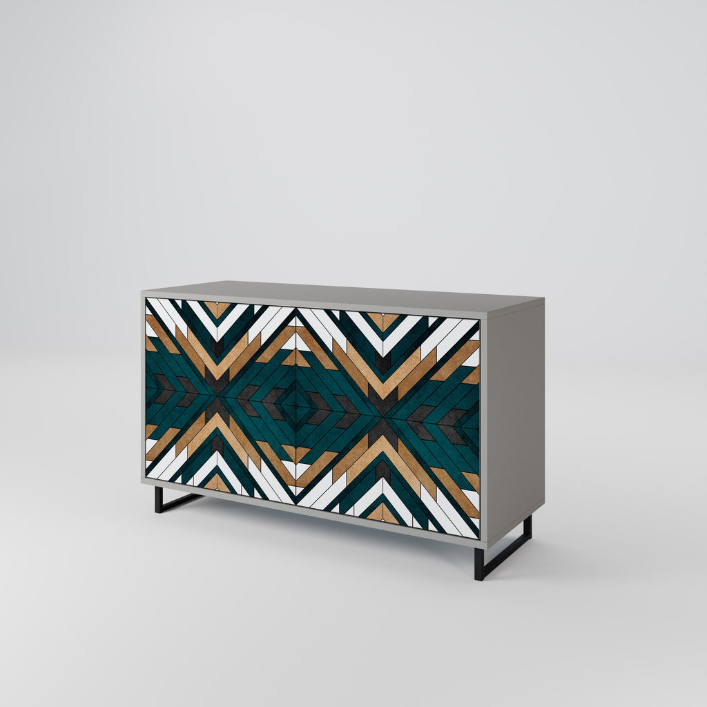 Buffet 2 portes ARTISTIC GEOMETRY en finition grise