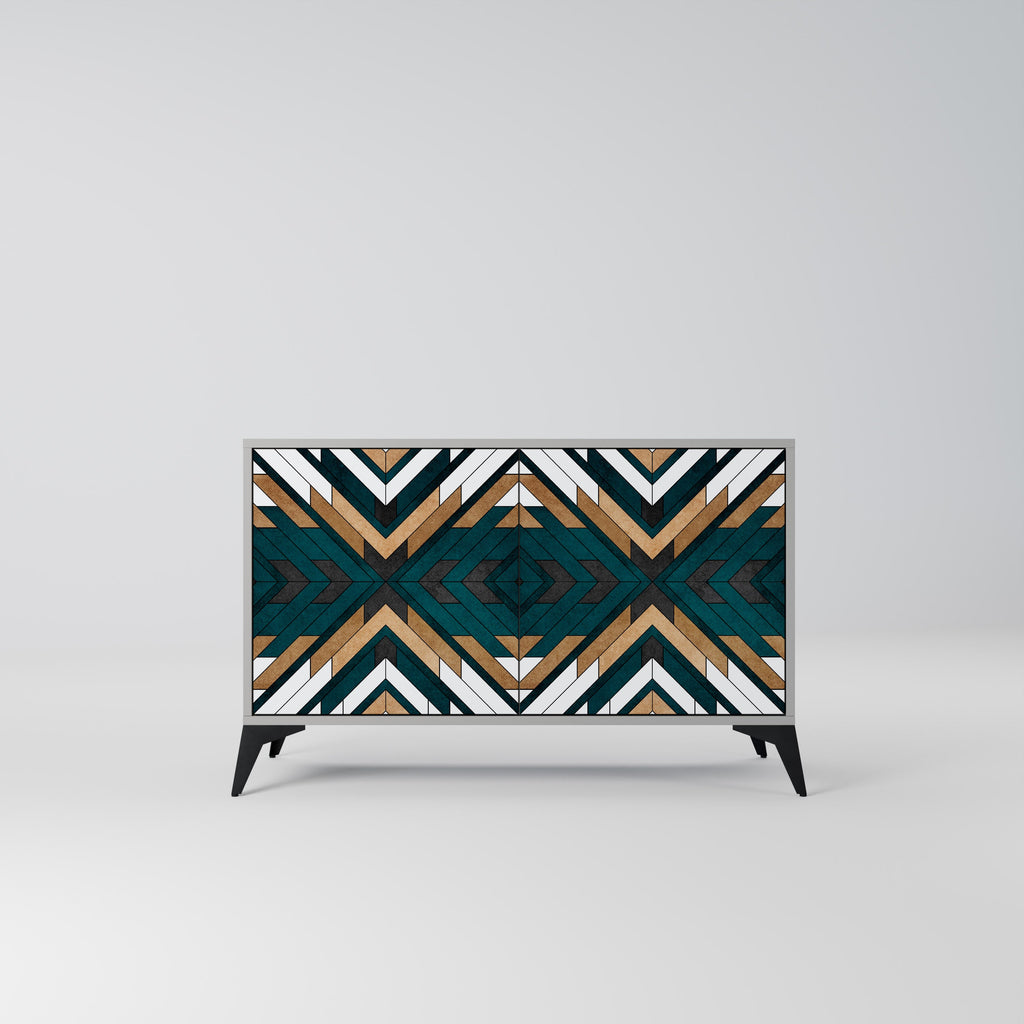 Buffet 2 portes ARTISTIC GEOMETRY en finition grise