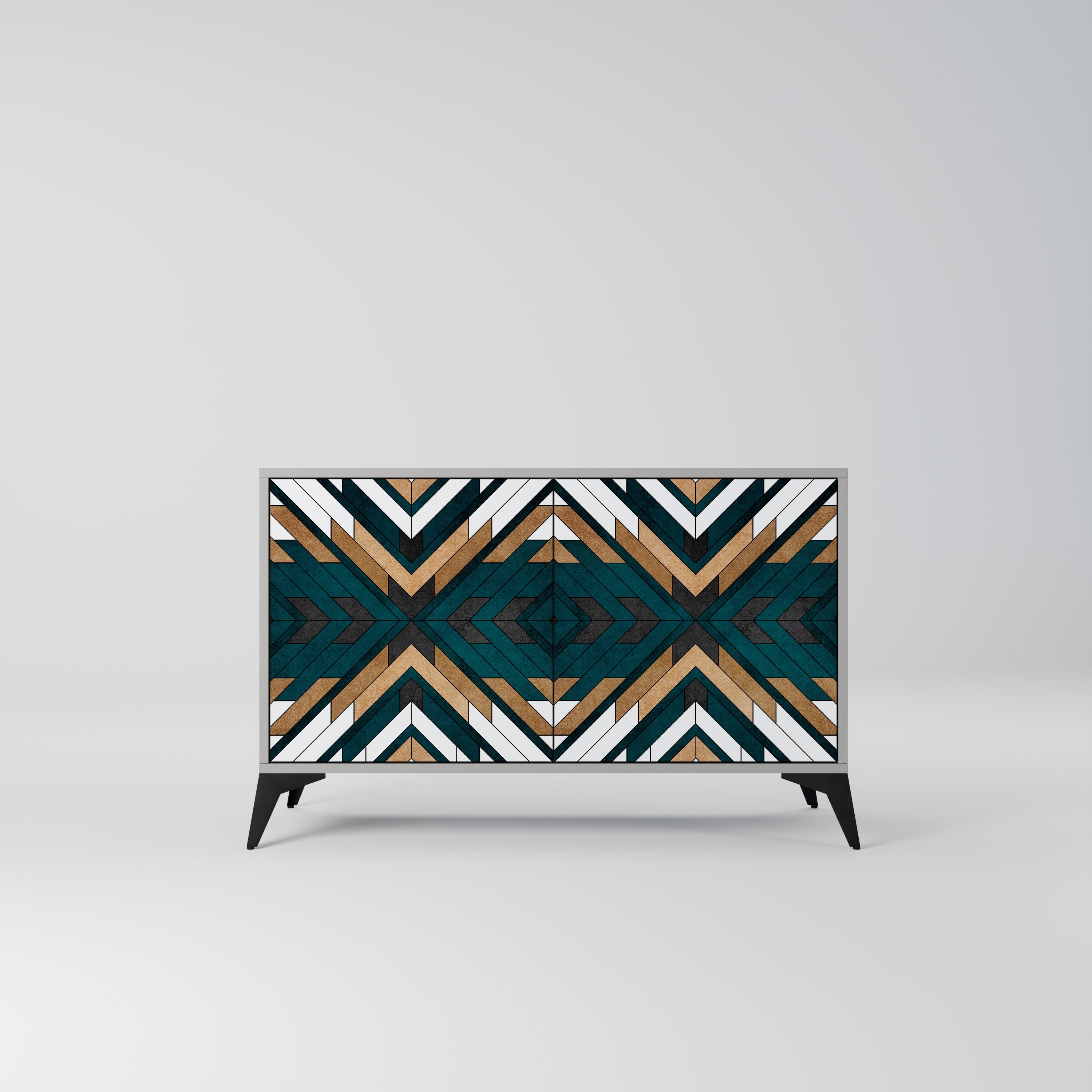 Buffet 2 portes ARTISTIC GEOMETRY en finition grise