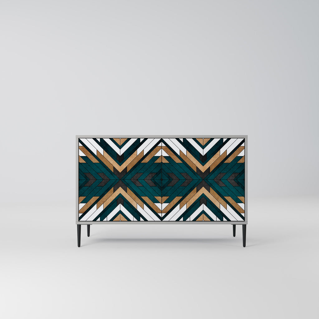 Buffet 2 portes ARTISTIC GEOMETRY en finition grise