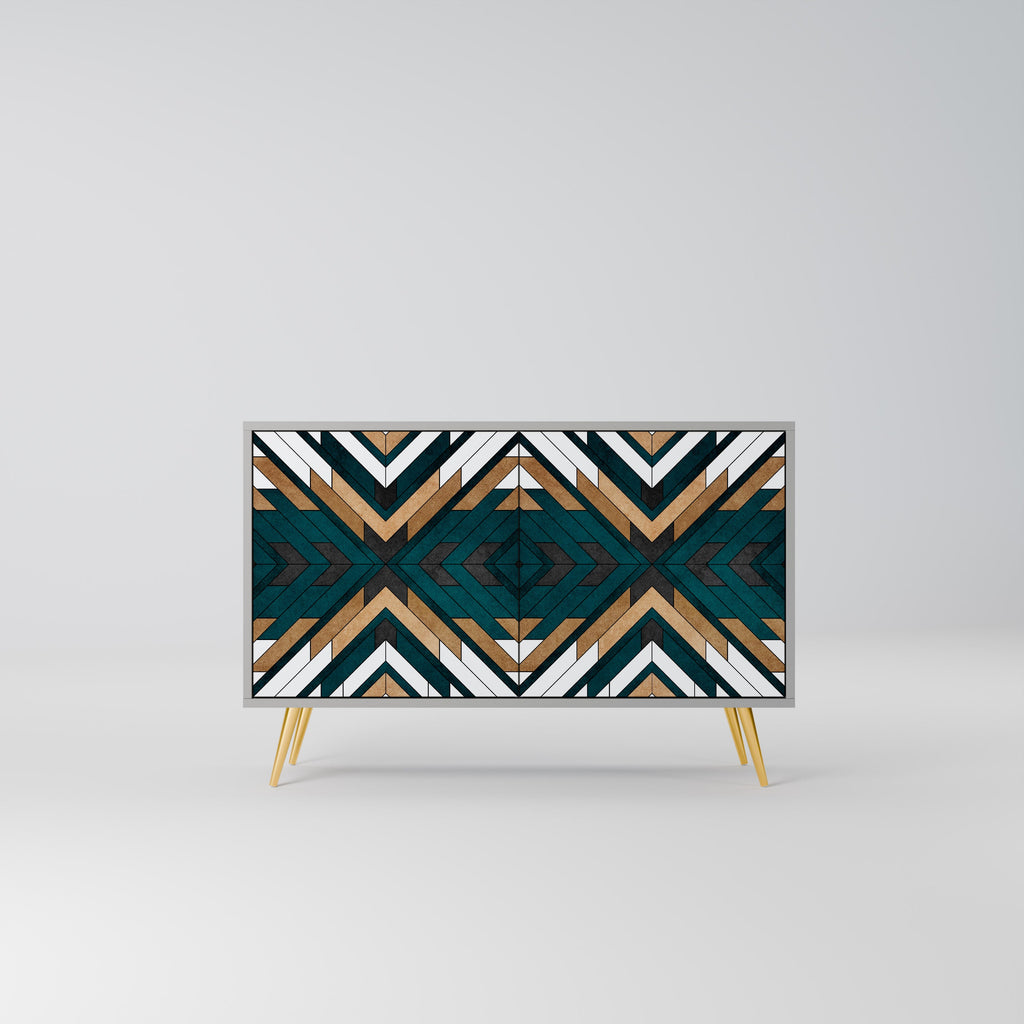 Buffet 2 portes ARTISTIC GEOMETRY en finition grise