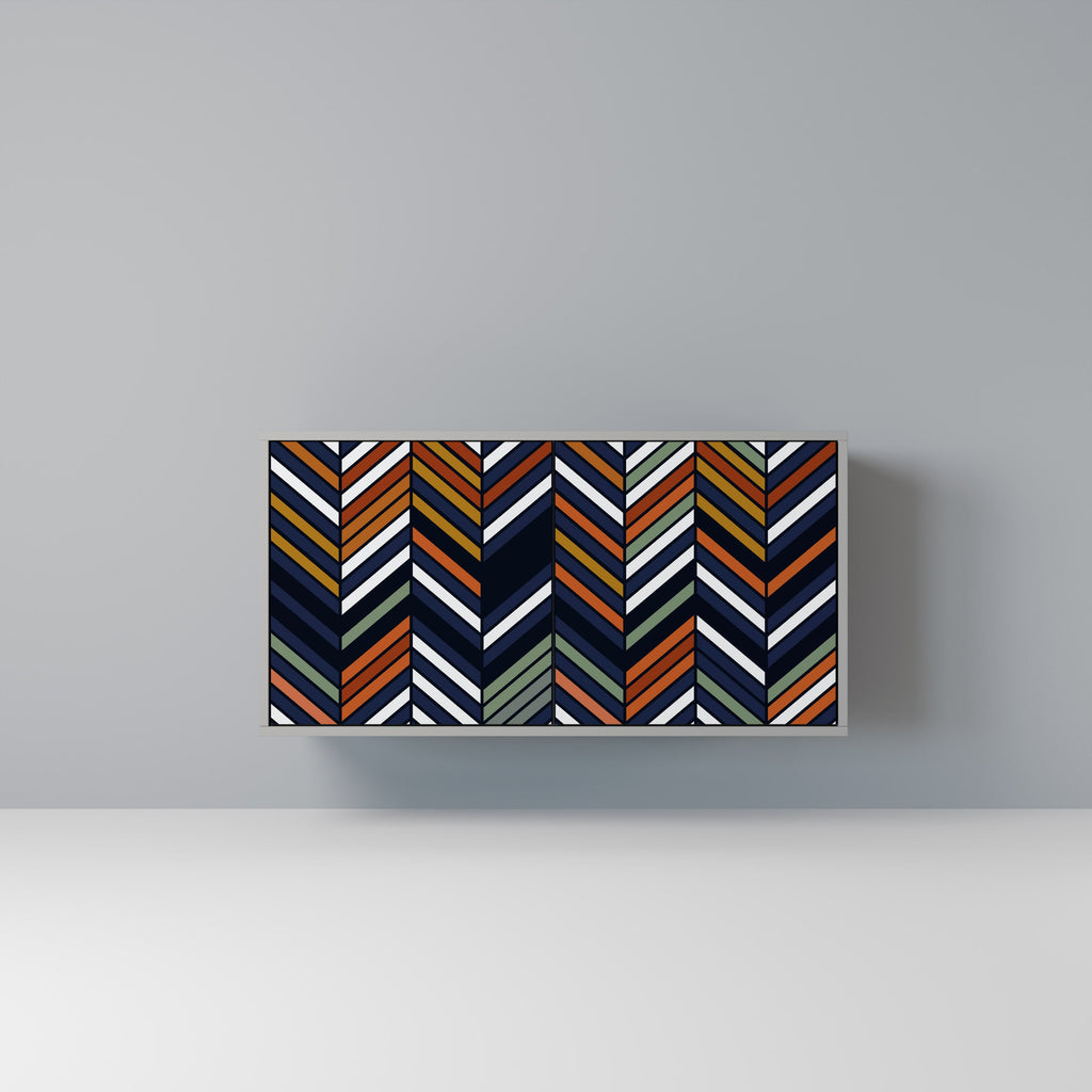 Buffet 2 portes VIBRANT PATCHWORK en finition grise