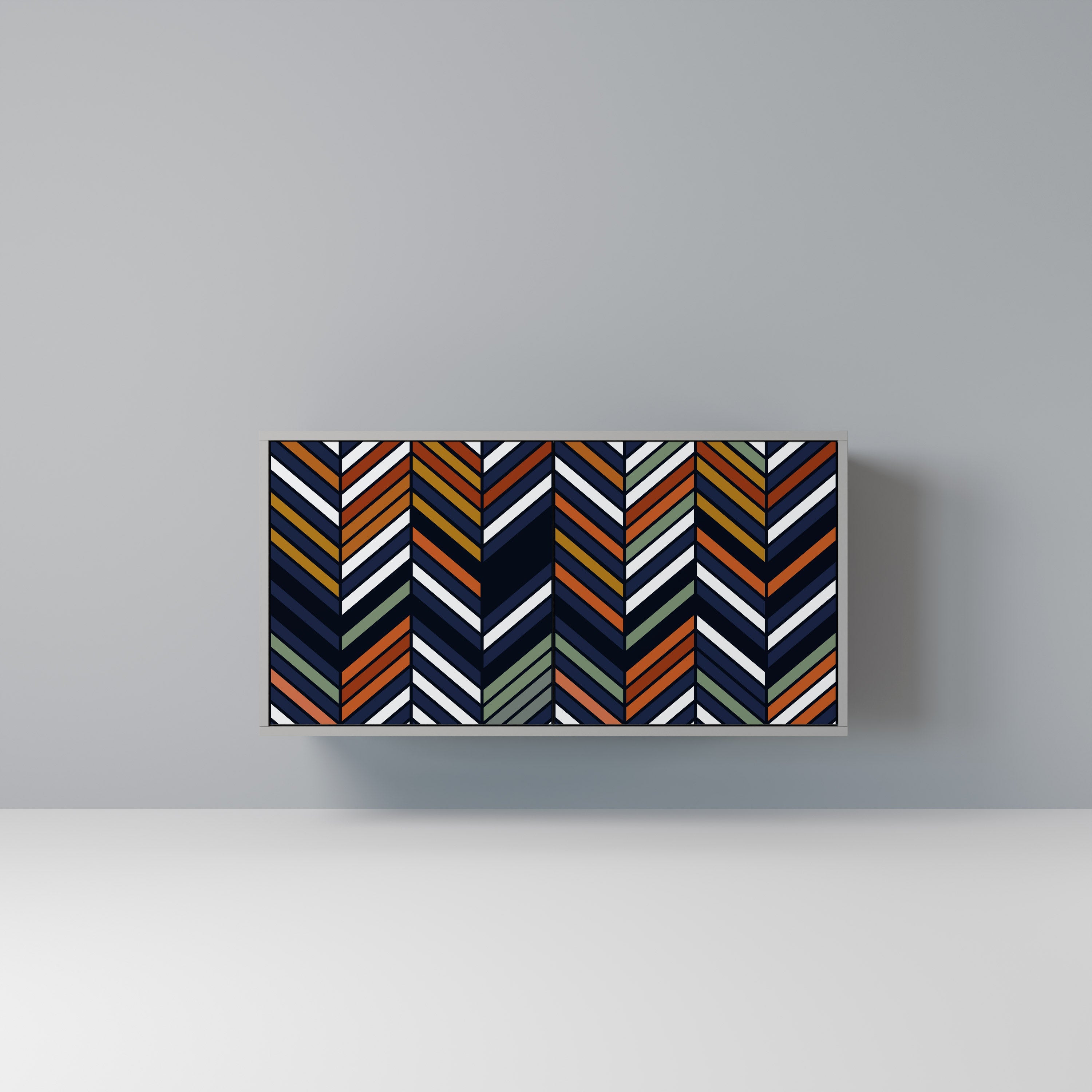 Buffet 2 portes VIBRANT PATCHWORK en finition grise