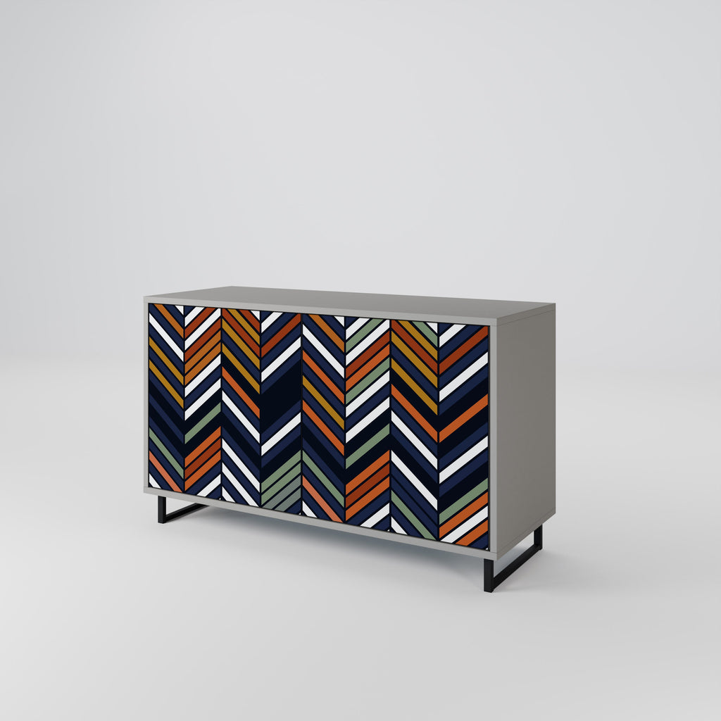 Buffet 2 portes VIBRANT PATCHWORK en finition grise