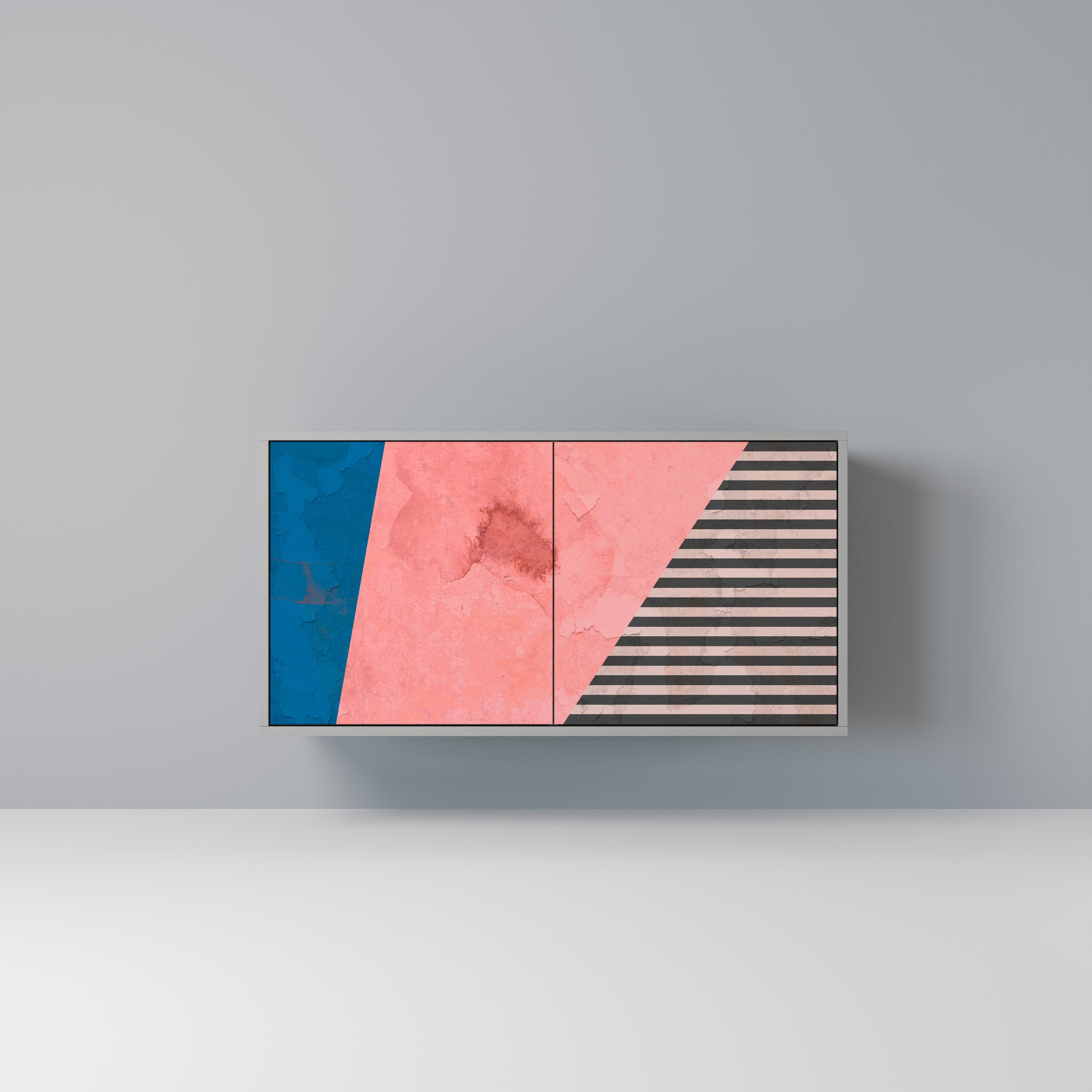 Buffet 2 portes GLAMOROUS STRIPE finition grise