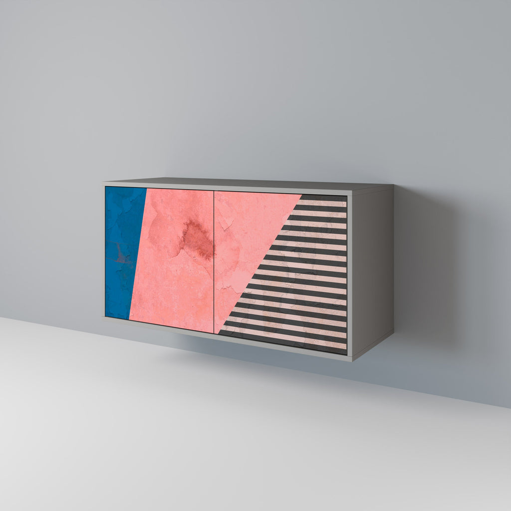 Buffet 2 portes GLAMOROUS STRIPE finition grise