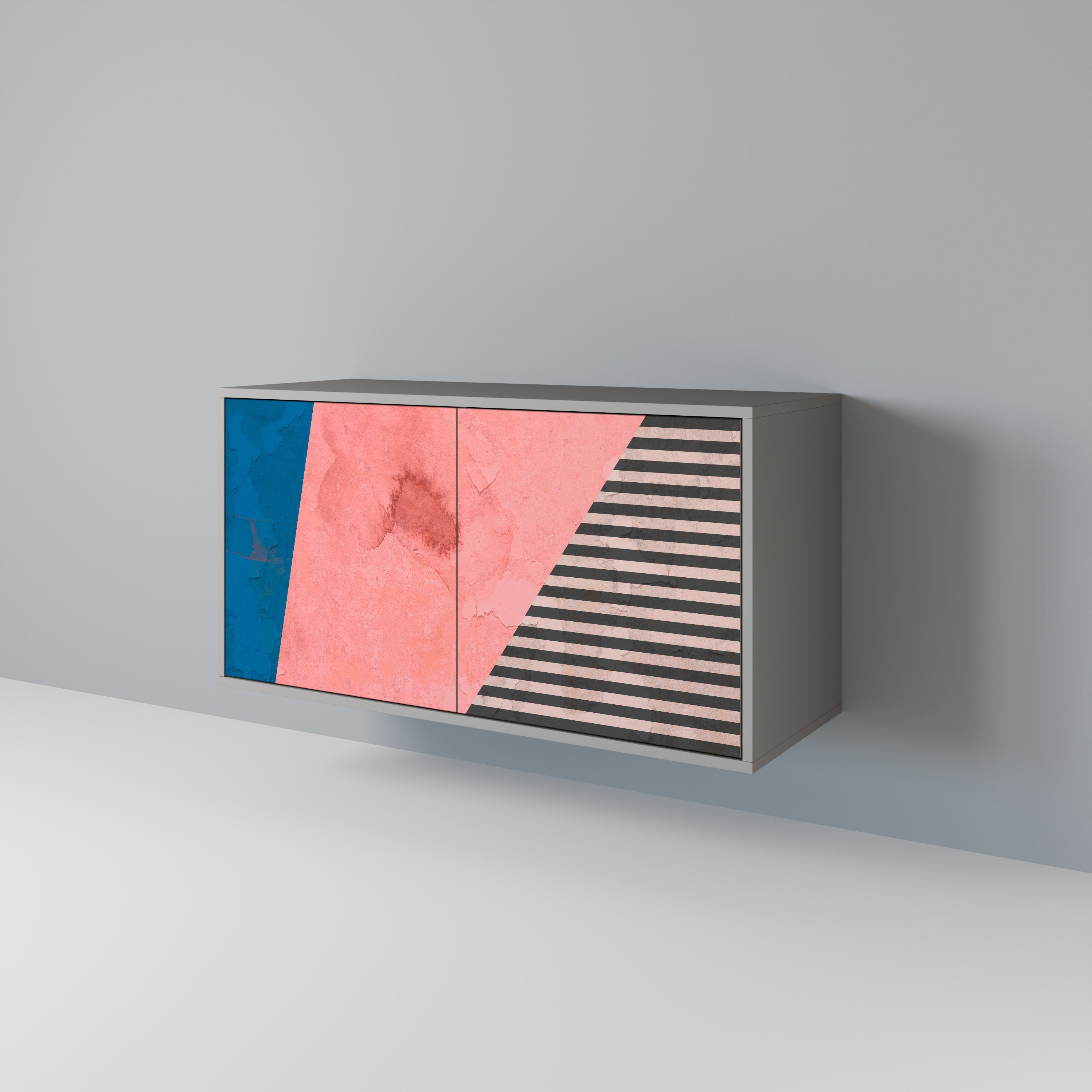 Buffet 2 portes GLAMOROUS STRIPE finition grise