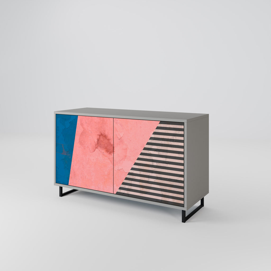 Buffet 2 portes GLAMOROUS STRIPE finition grise