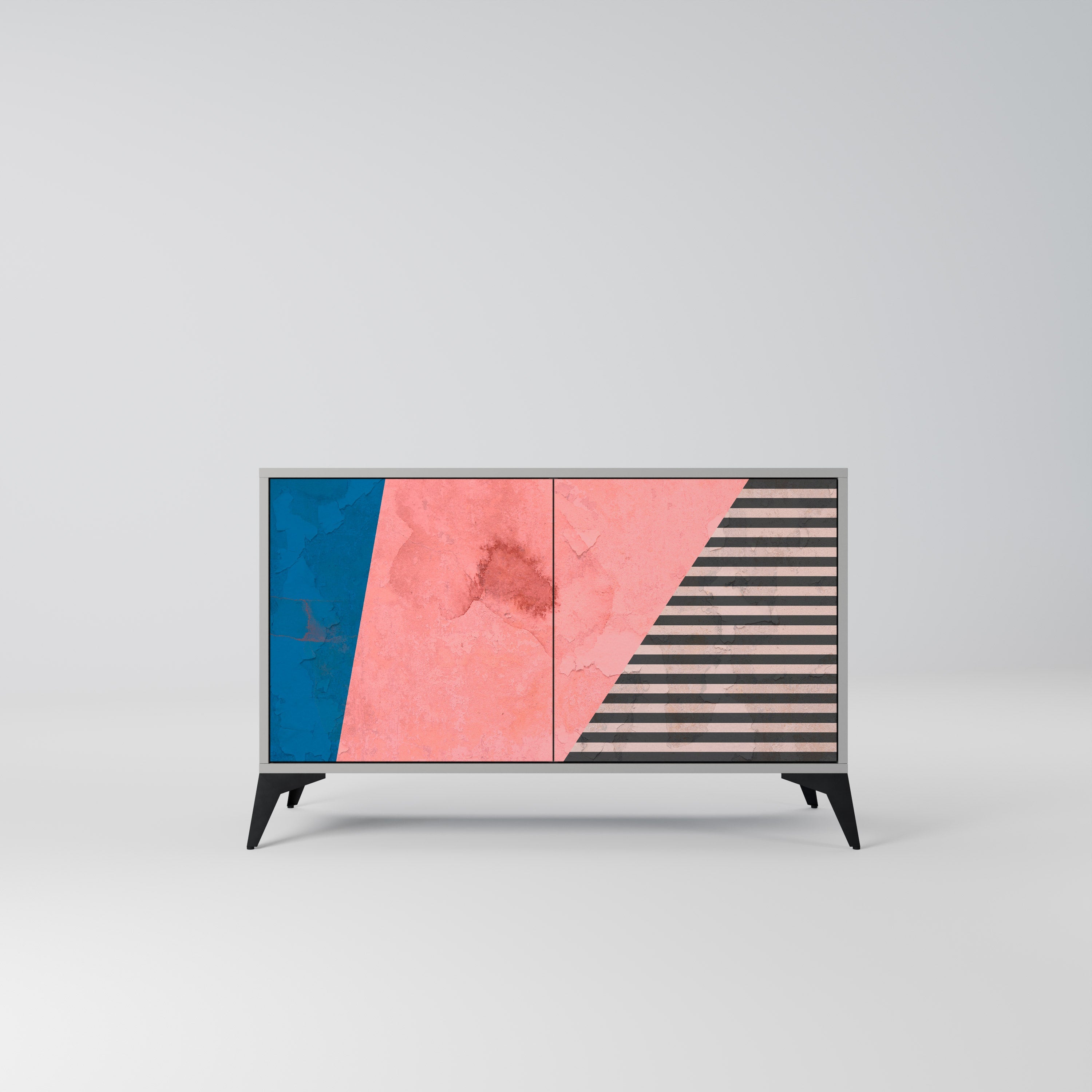 Buffet 2 portes GLAMOROUS STRIPE finition grise