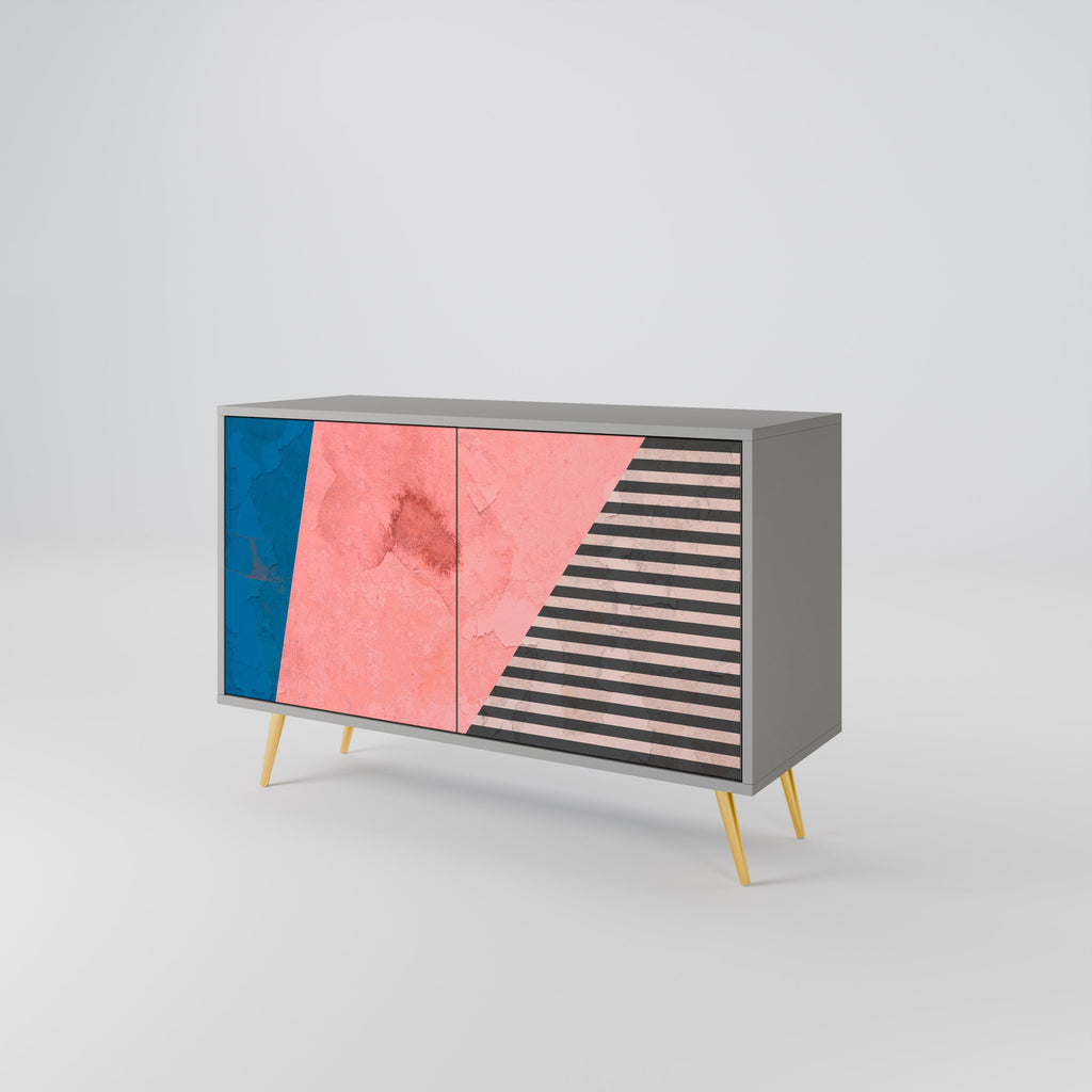 Buffet 2 portes GLAMOROUS STRIPE finition grise