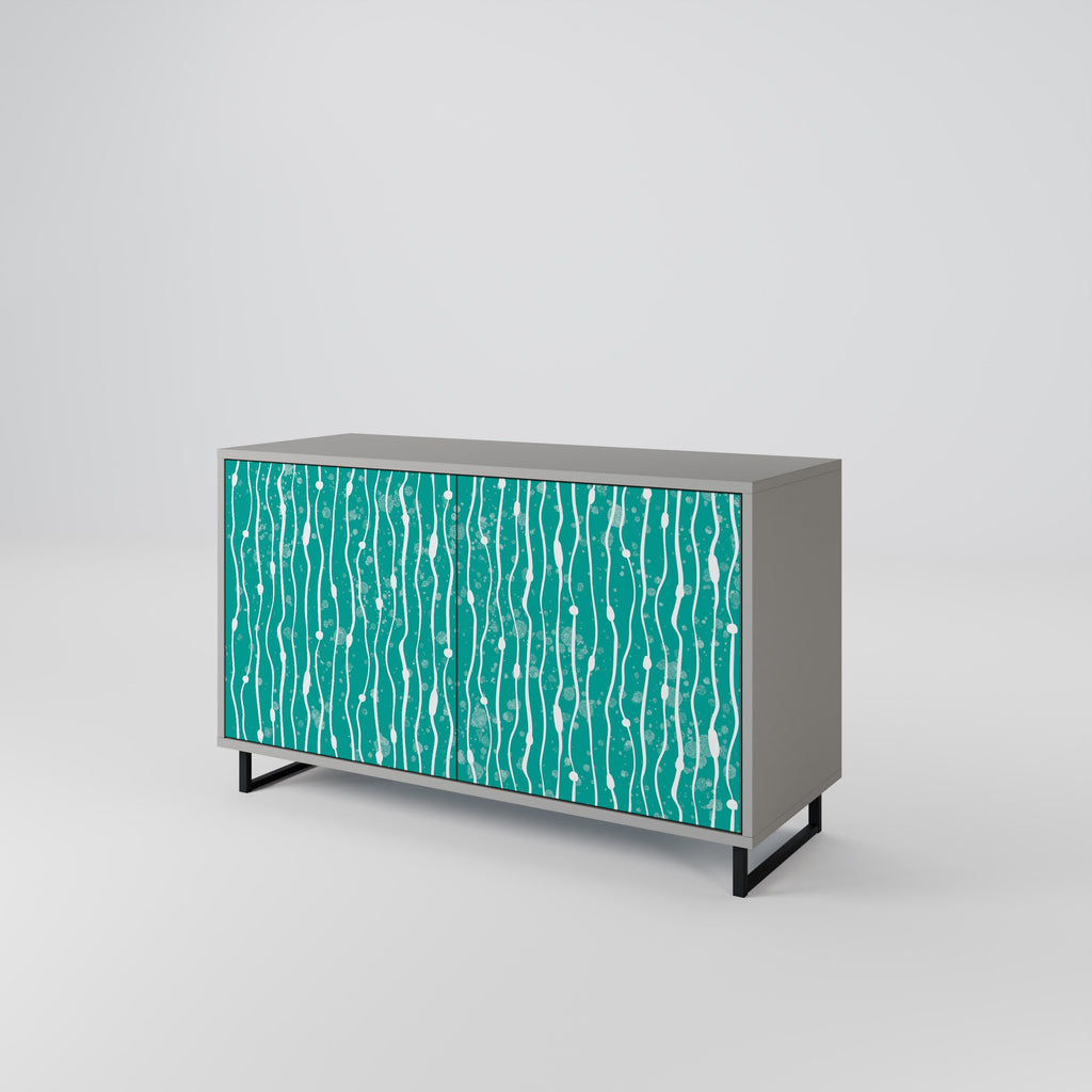 Buffet 2 portes TURQUOISE RAIN en finition grise