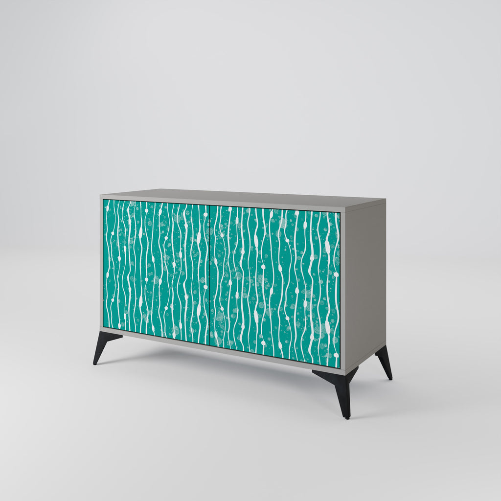 Buffet 2 portes TURQUOISE RAIN en finition grise