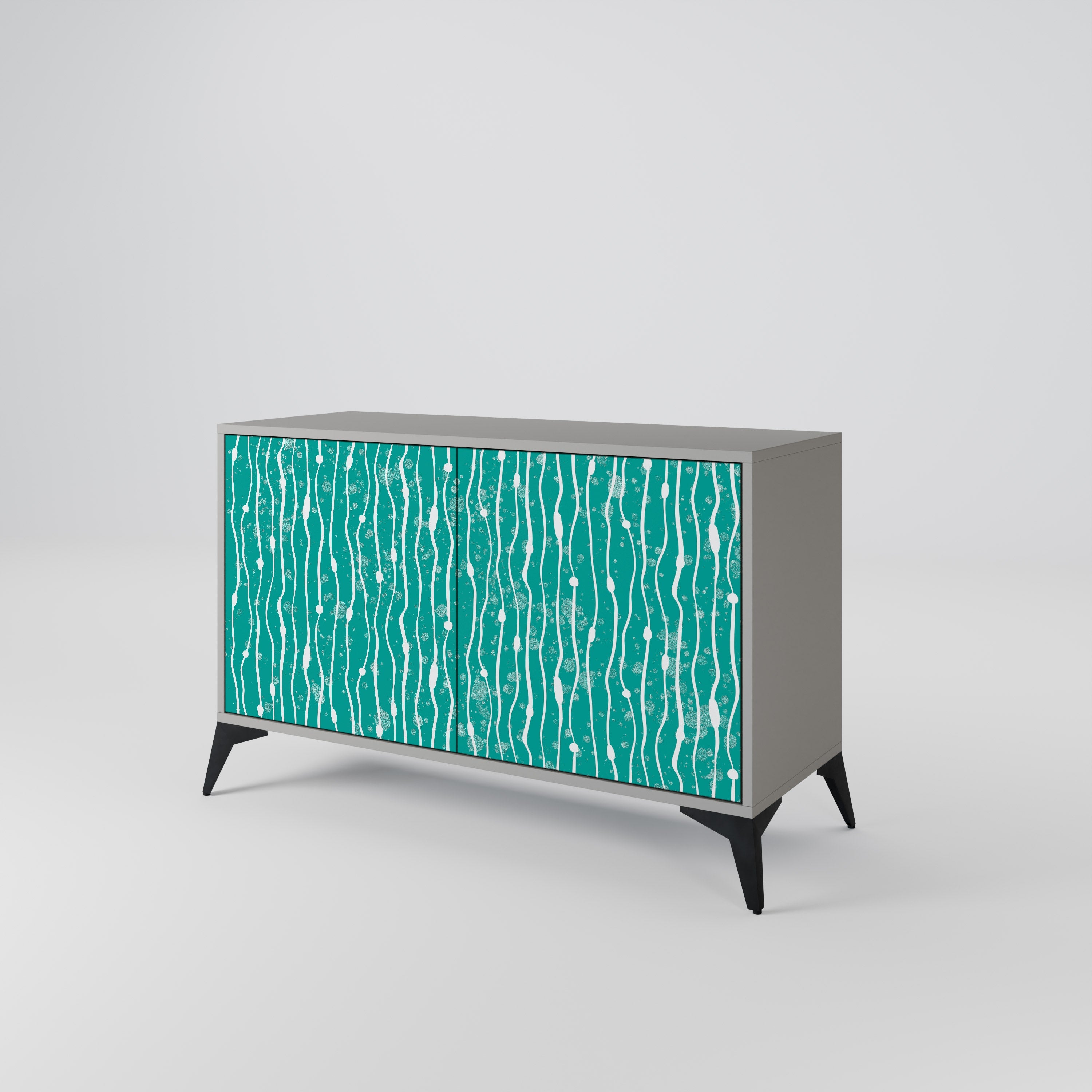 Buffet 2 portes TURQUOISE RAIN en finition grise