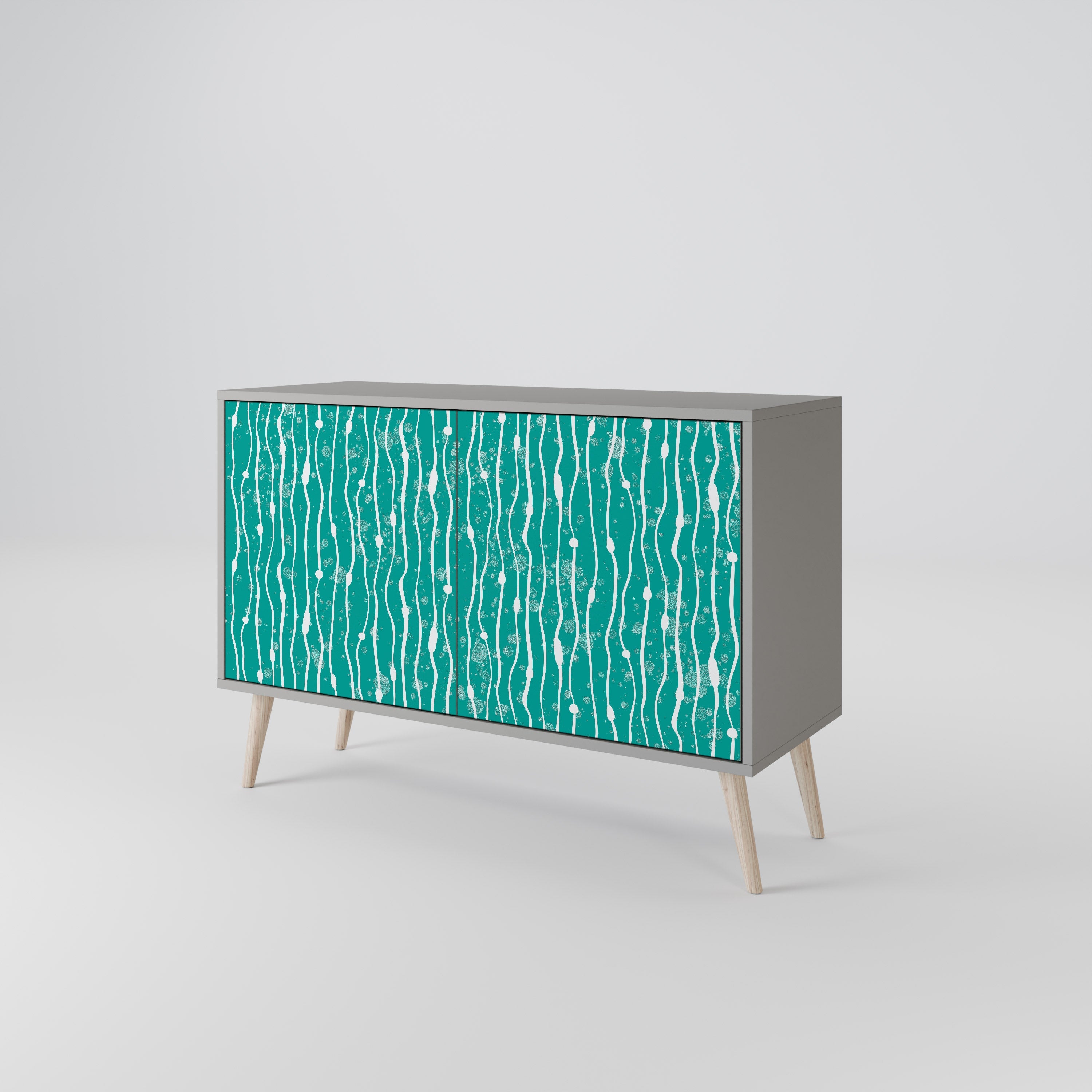 Buffet 2 portes TURQUOISE RAIN en finition grise
