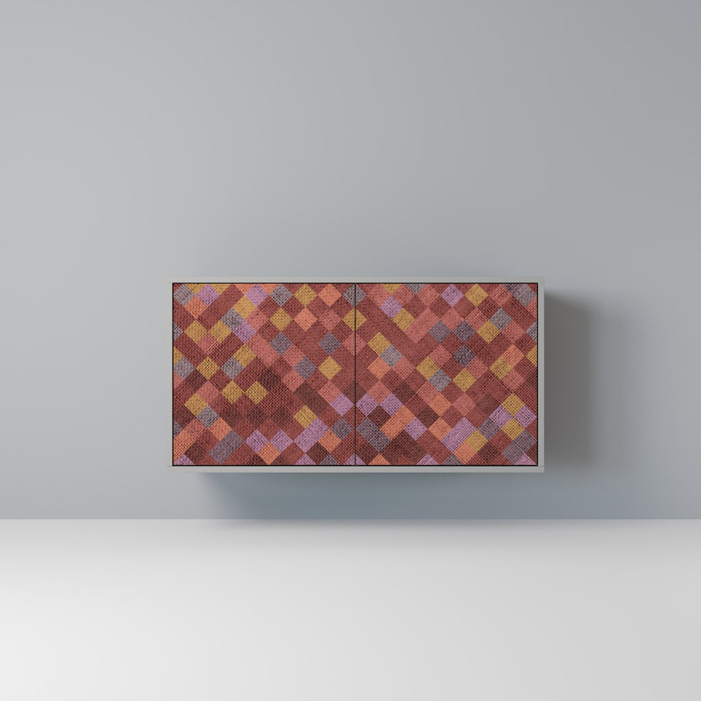 Buffet 2 portes PAINTED SQUARES en finition grise