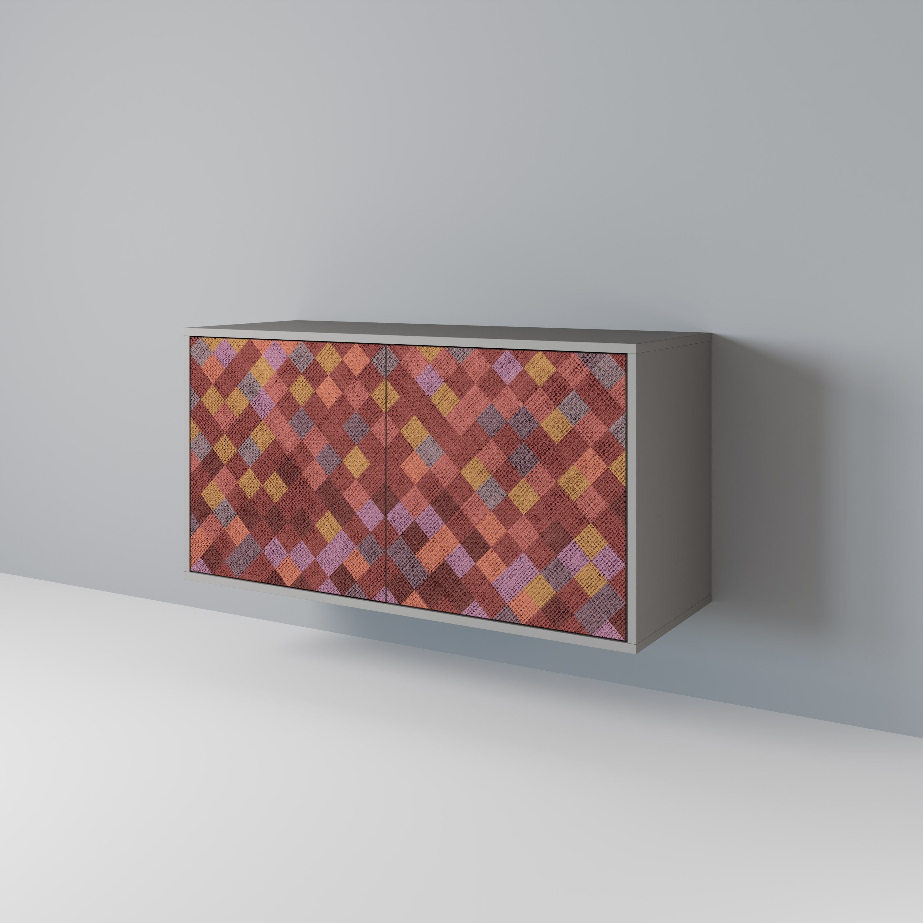 Buffet 2 portes PAINTED SQUARES en finition grise