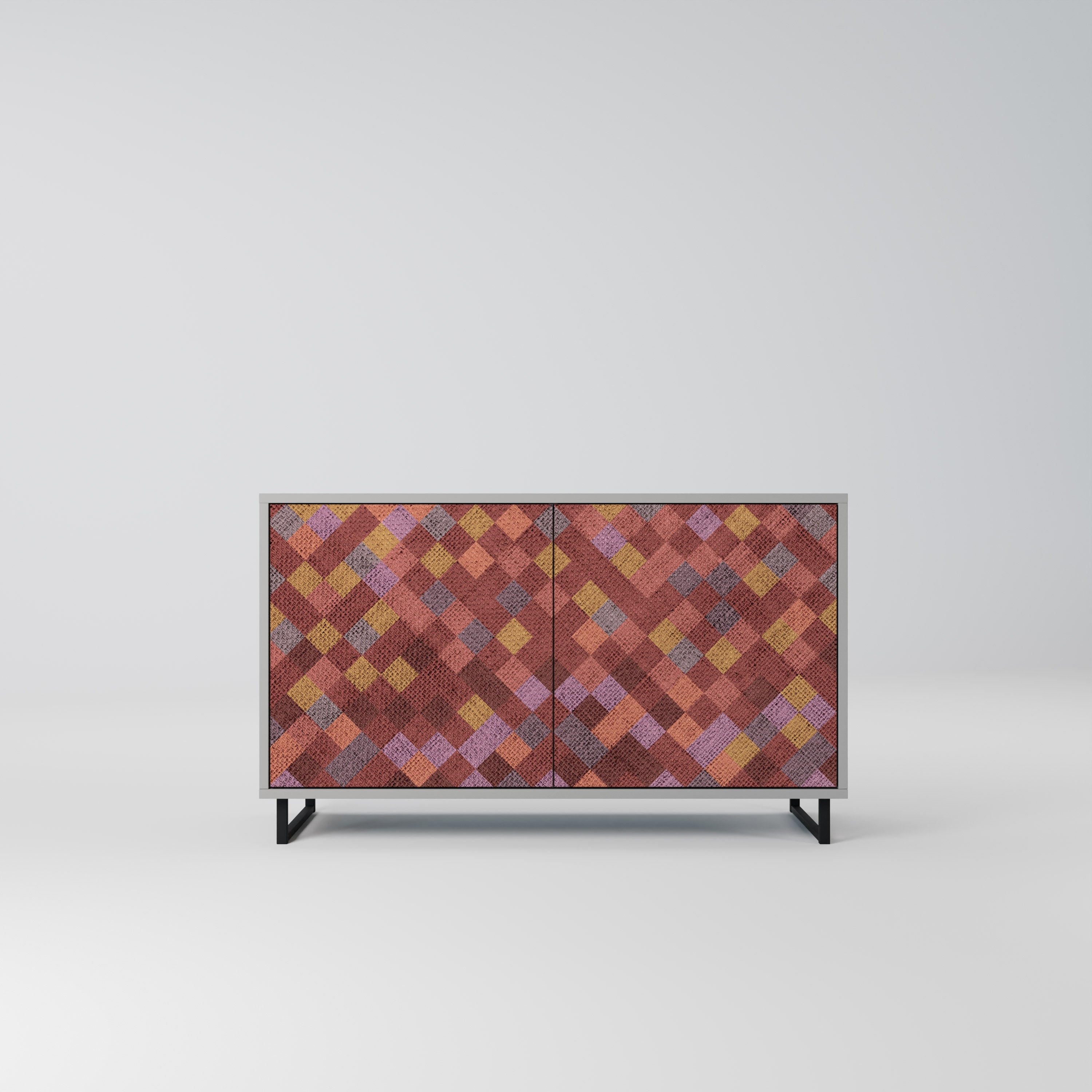 Buffet 2 portes PAINTED SQUARES en finition grise