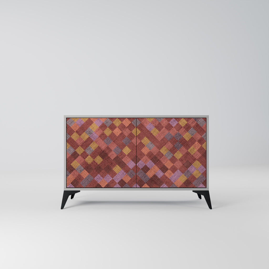 Buffet 2 portes PAINTED SQUARES en finition grise