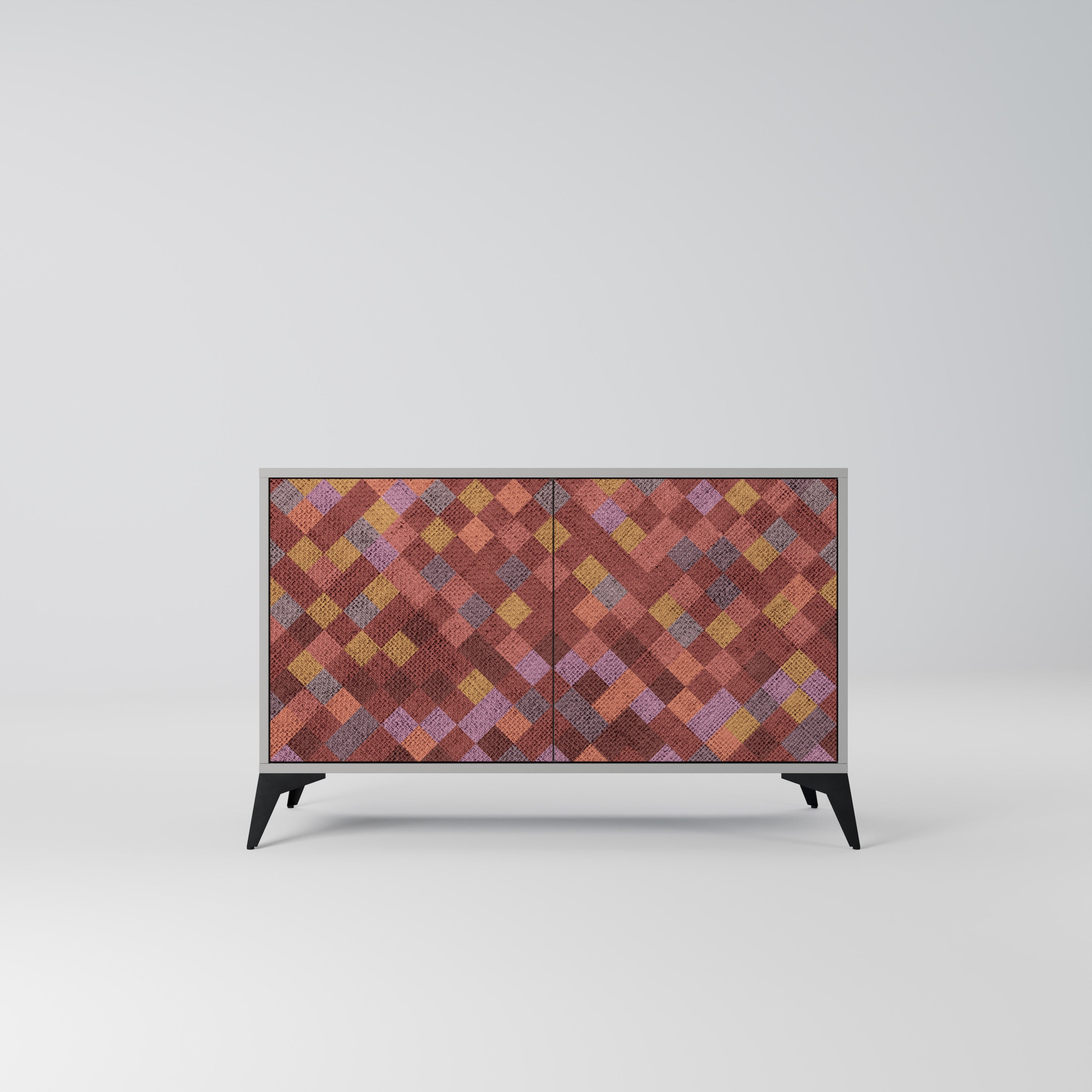 Buffet 2 portes PAINTED SQUARES en finition grise