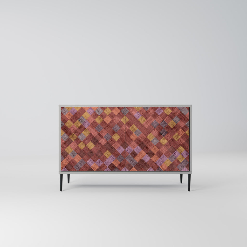 Buffet 2 portes PAINTED SQUARES en finition grise