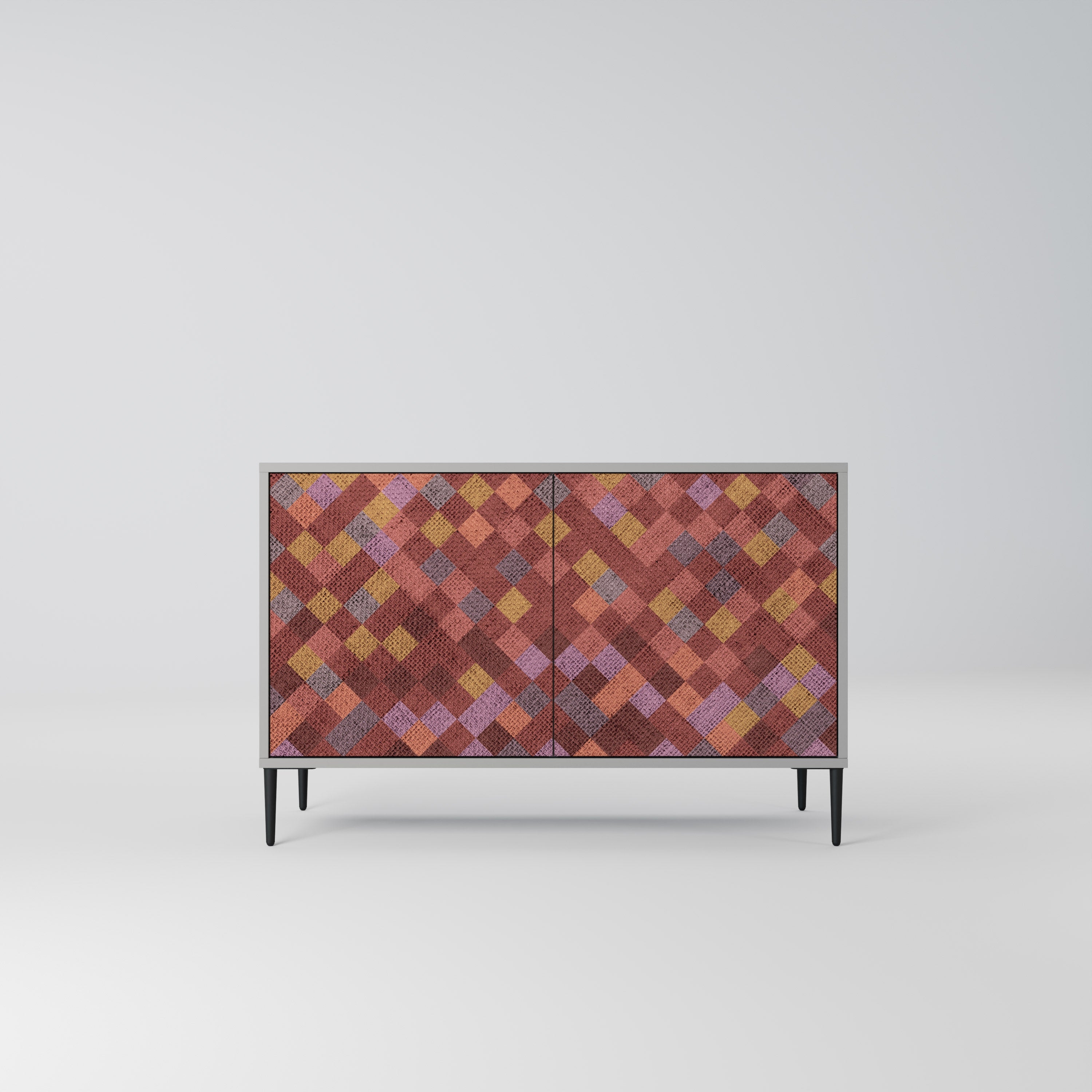 Buffet 2 portes PAINTED SQUARES en finition grise