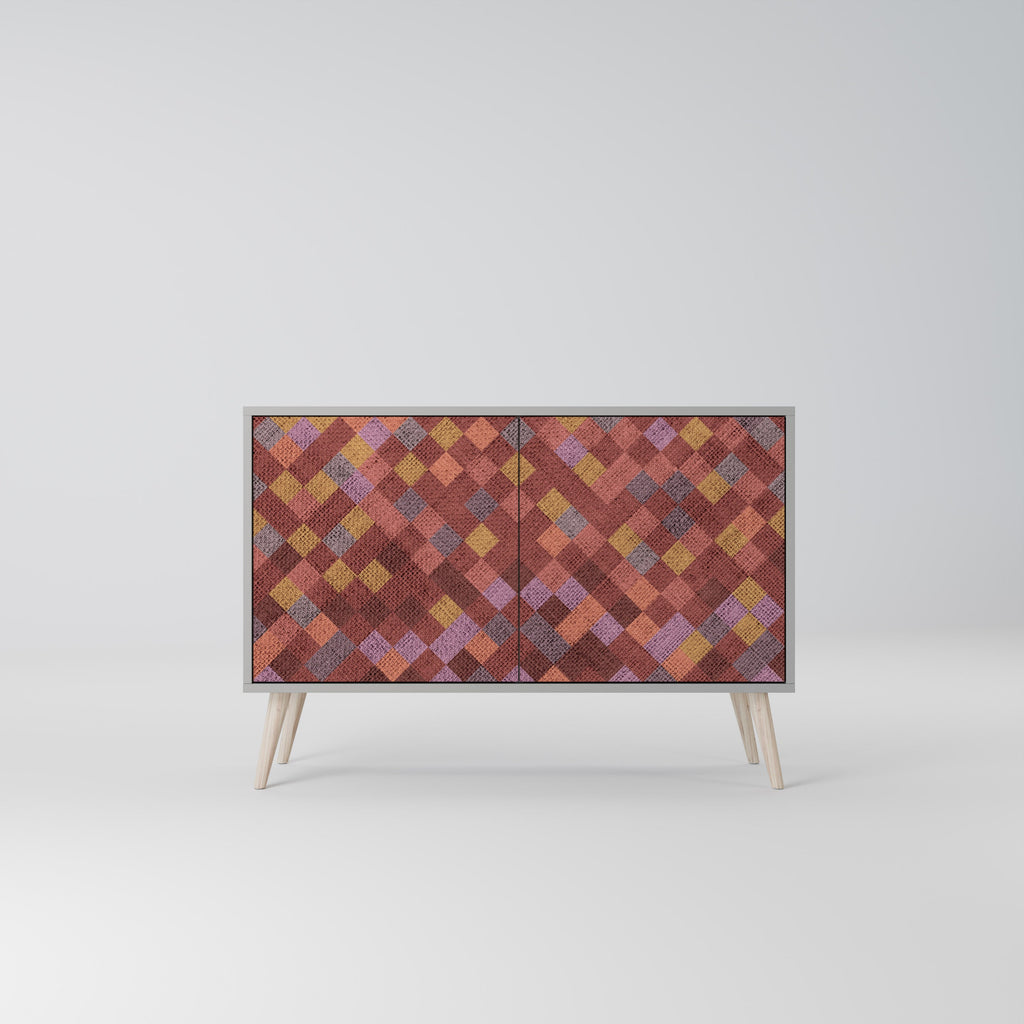 Buffet 2 portes PAINTED SQUARES en finition grise