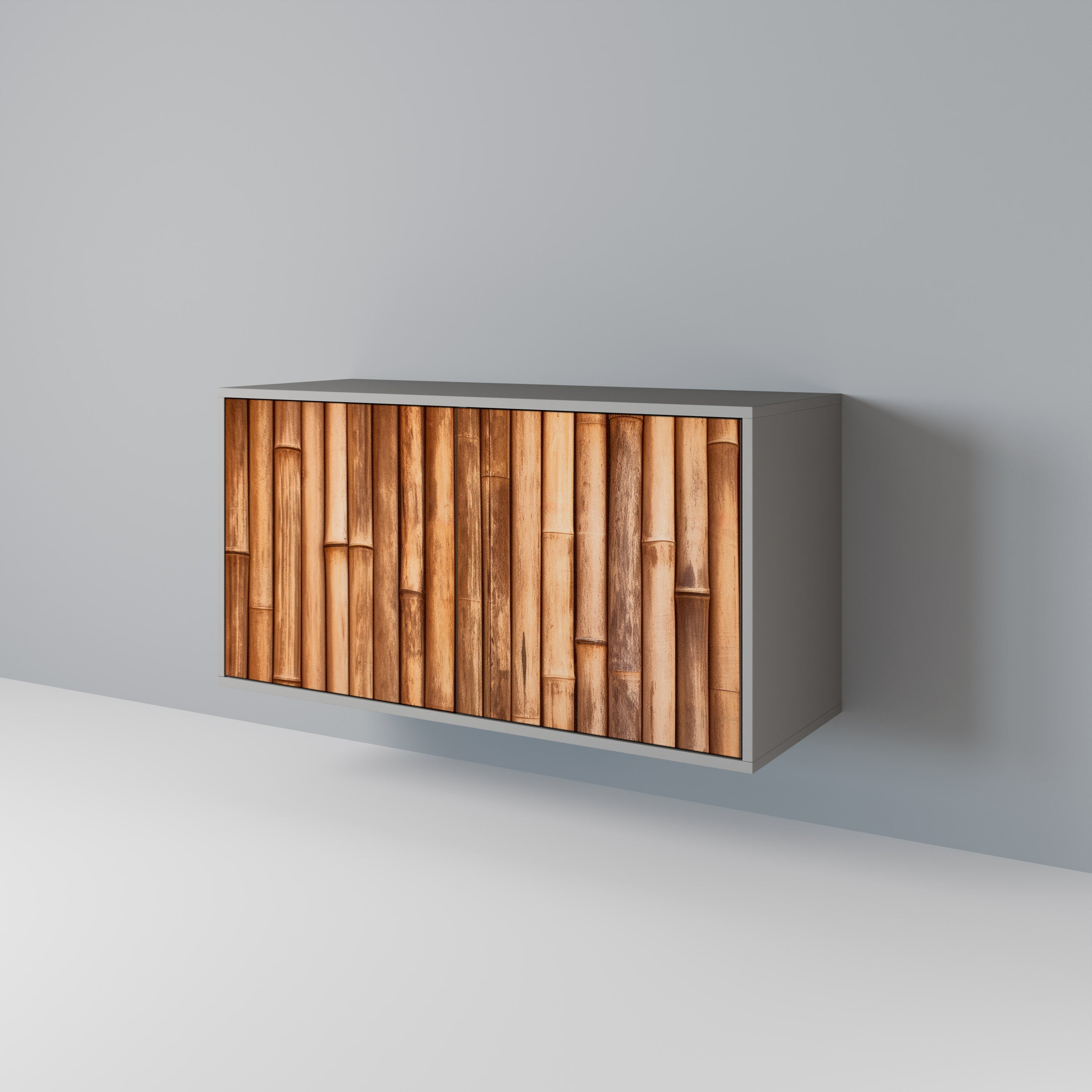 Buffet 2 portes en bois naturel finition grise