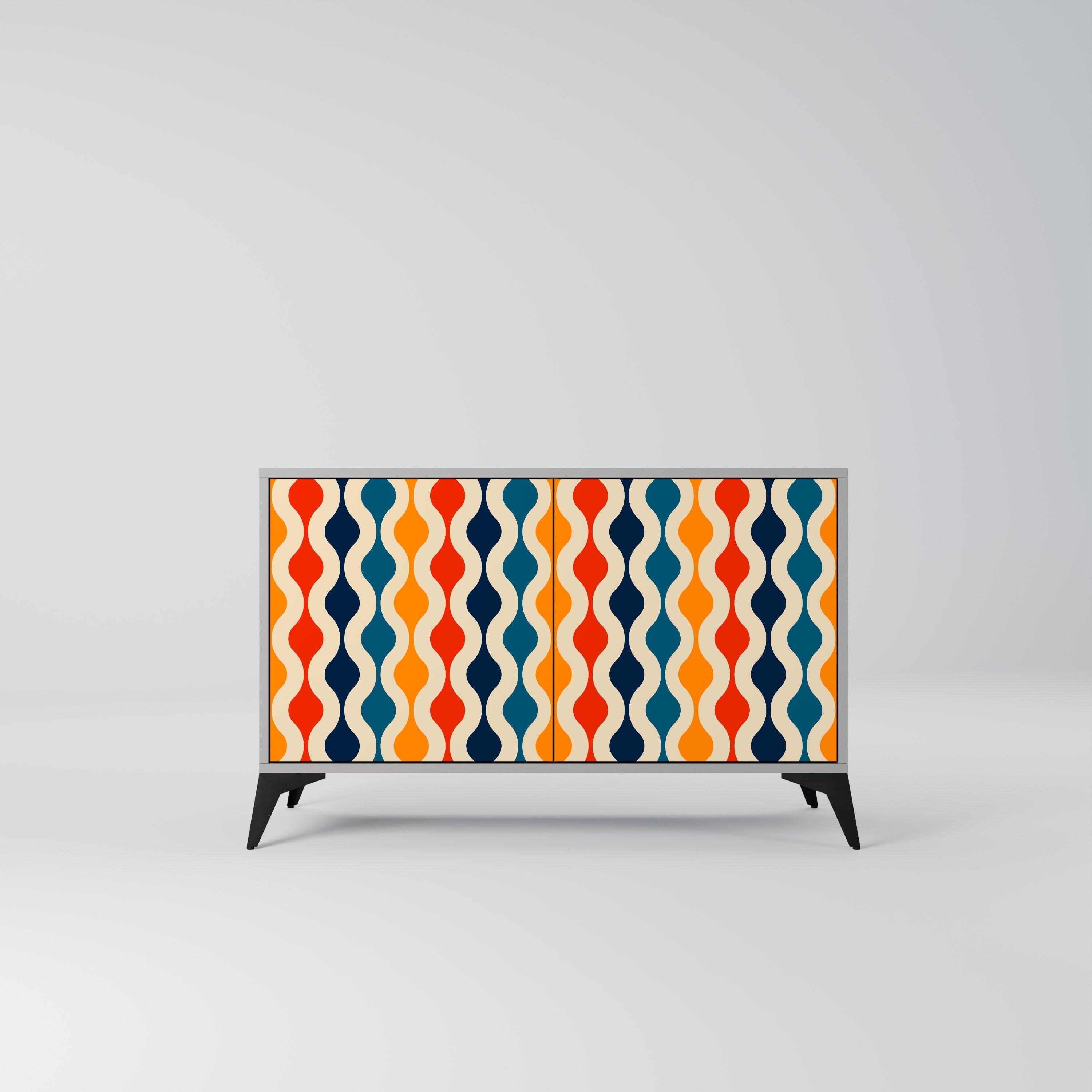 Buffet 2 portes COLORFUL NOSTALGIE en finition grise