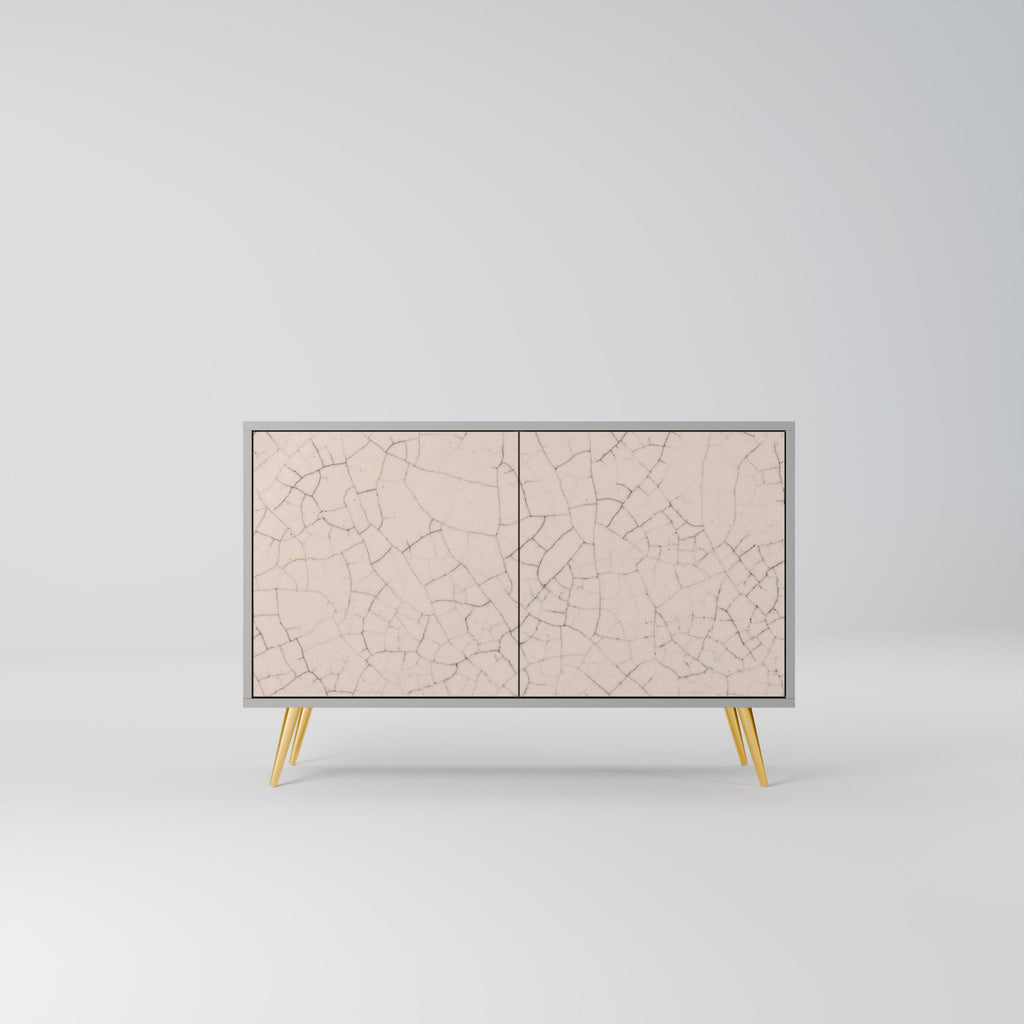 Buffet 2 portes en céramique texturée, finition grise