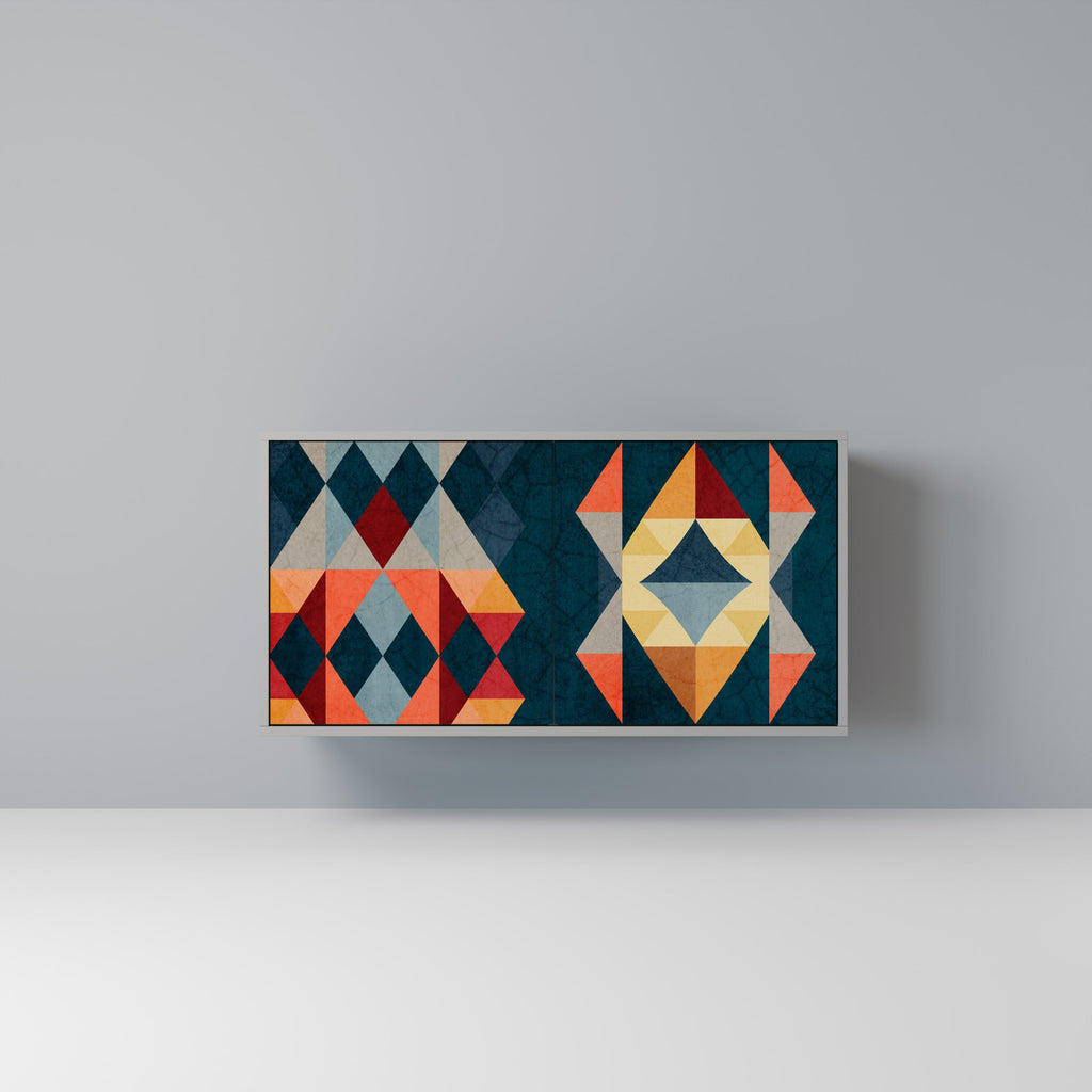 Buffet 2 portes CRACKED ILLUSION finition grise