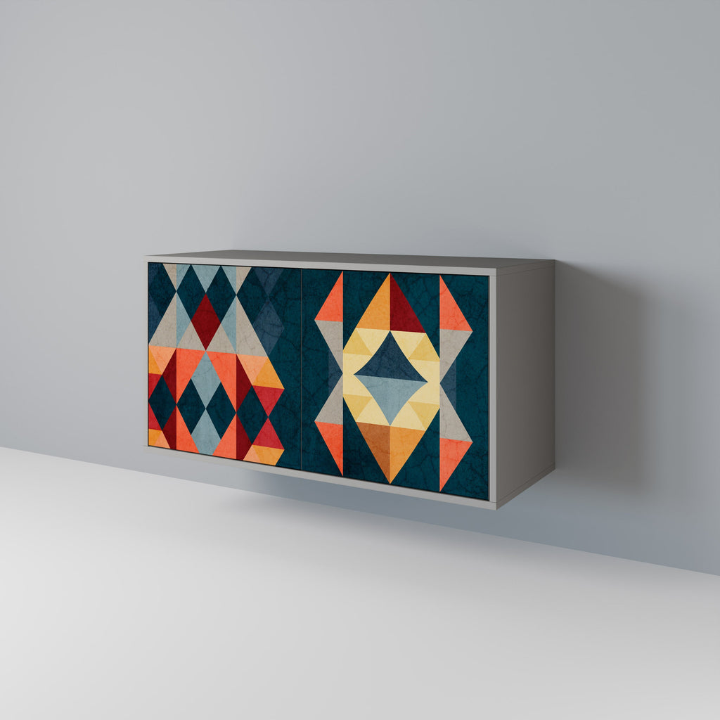 Buffet 2 portes CRACKED ILLUSION finition grise