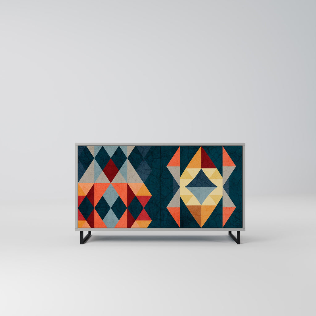 Buffet 2 portes CRACKED ILLUSION finition grise