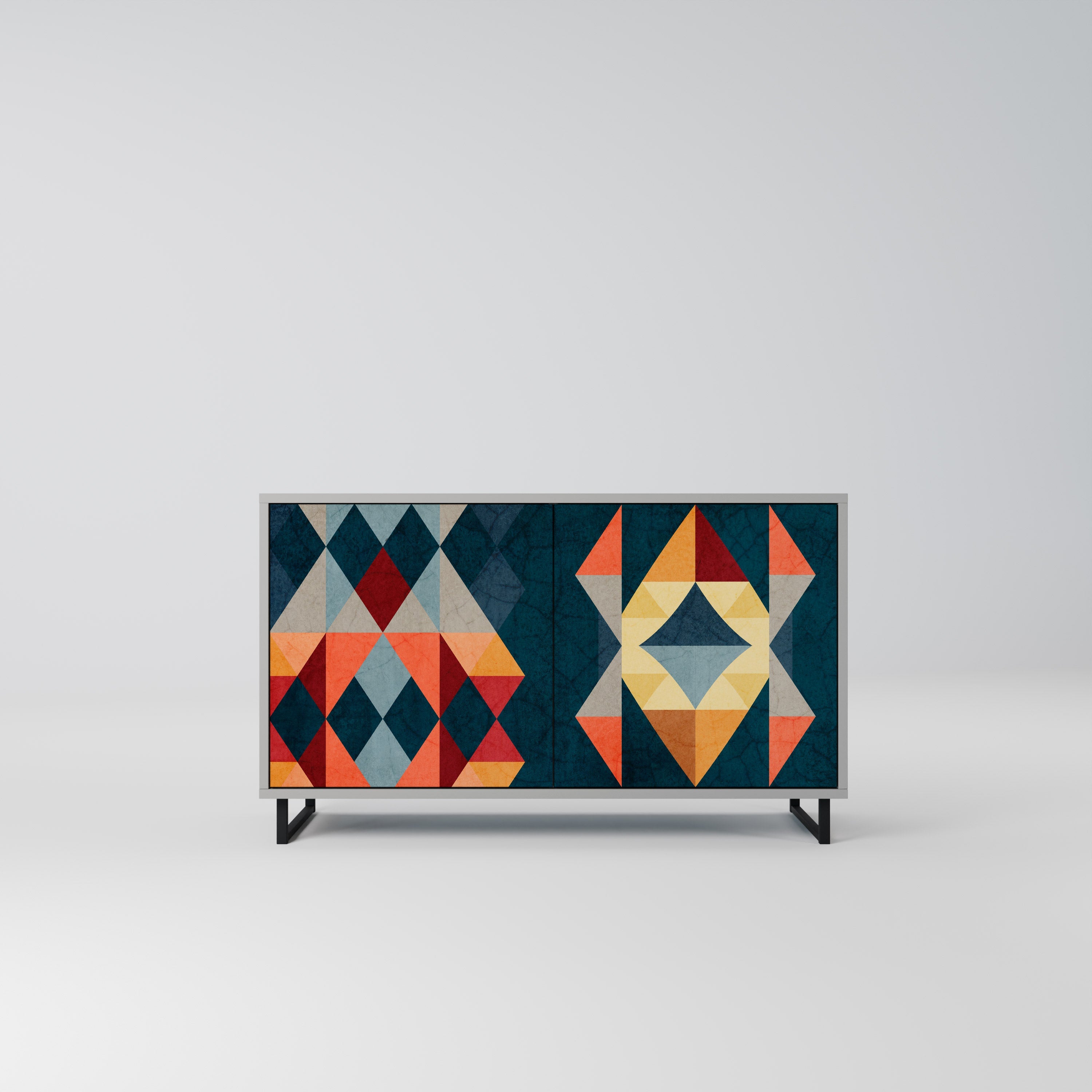 Buffet 2 portes CRACKED ILLUSION finition grise