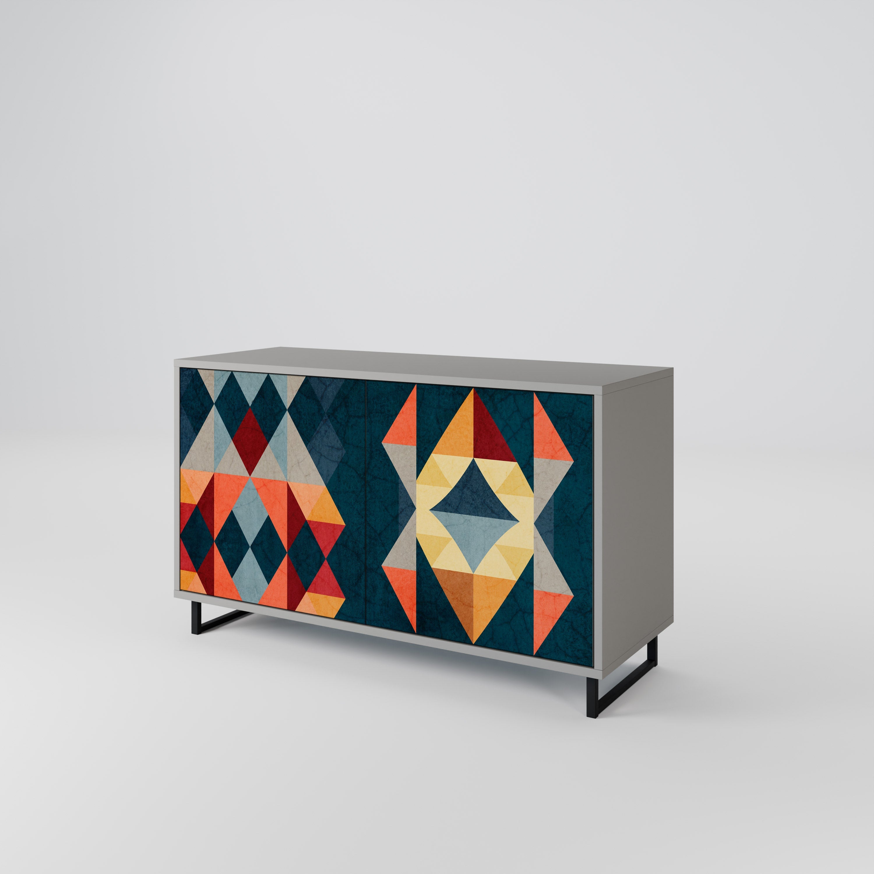 Buffet 2 portes CRACKED ILLUSION finition grise