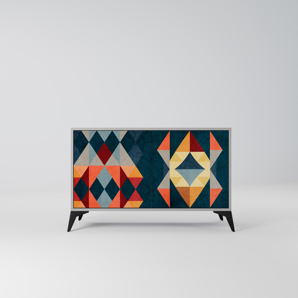 Buffet 2 portes CRACKED ILLUSION finition grise