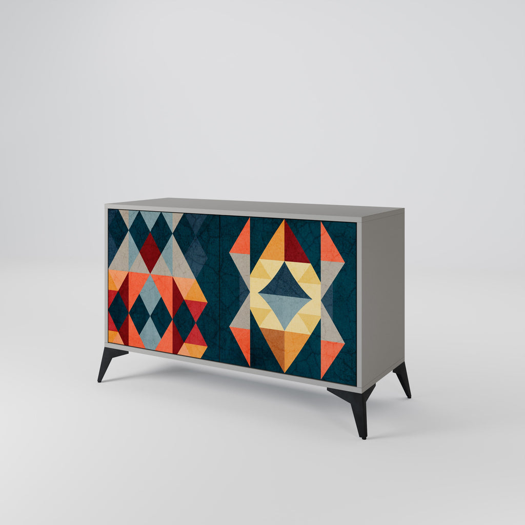 Buffet 2 portes CRACKED ILLUSION finition grise