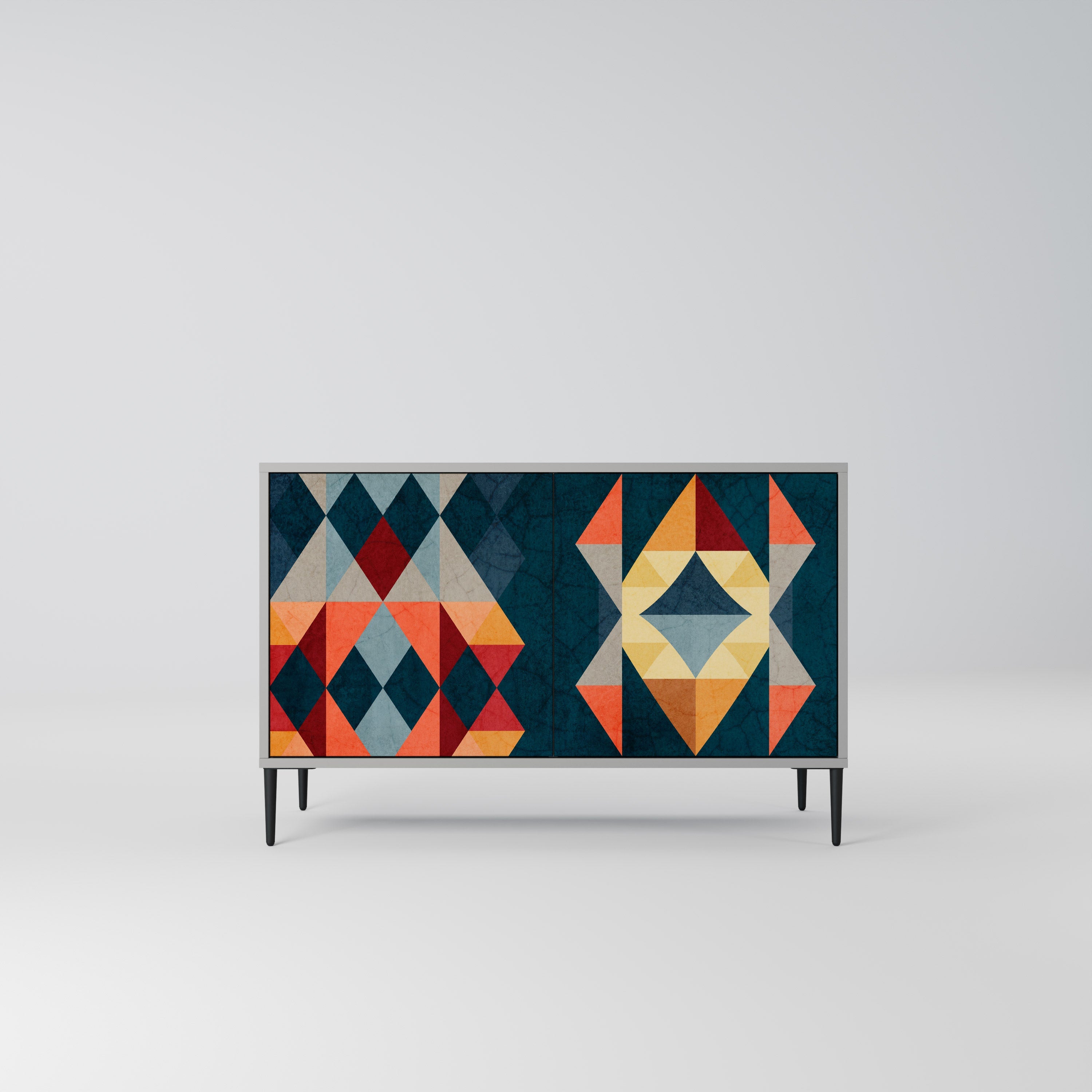 Buffet 2 portes CRACKED ILLUSION finition grise