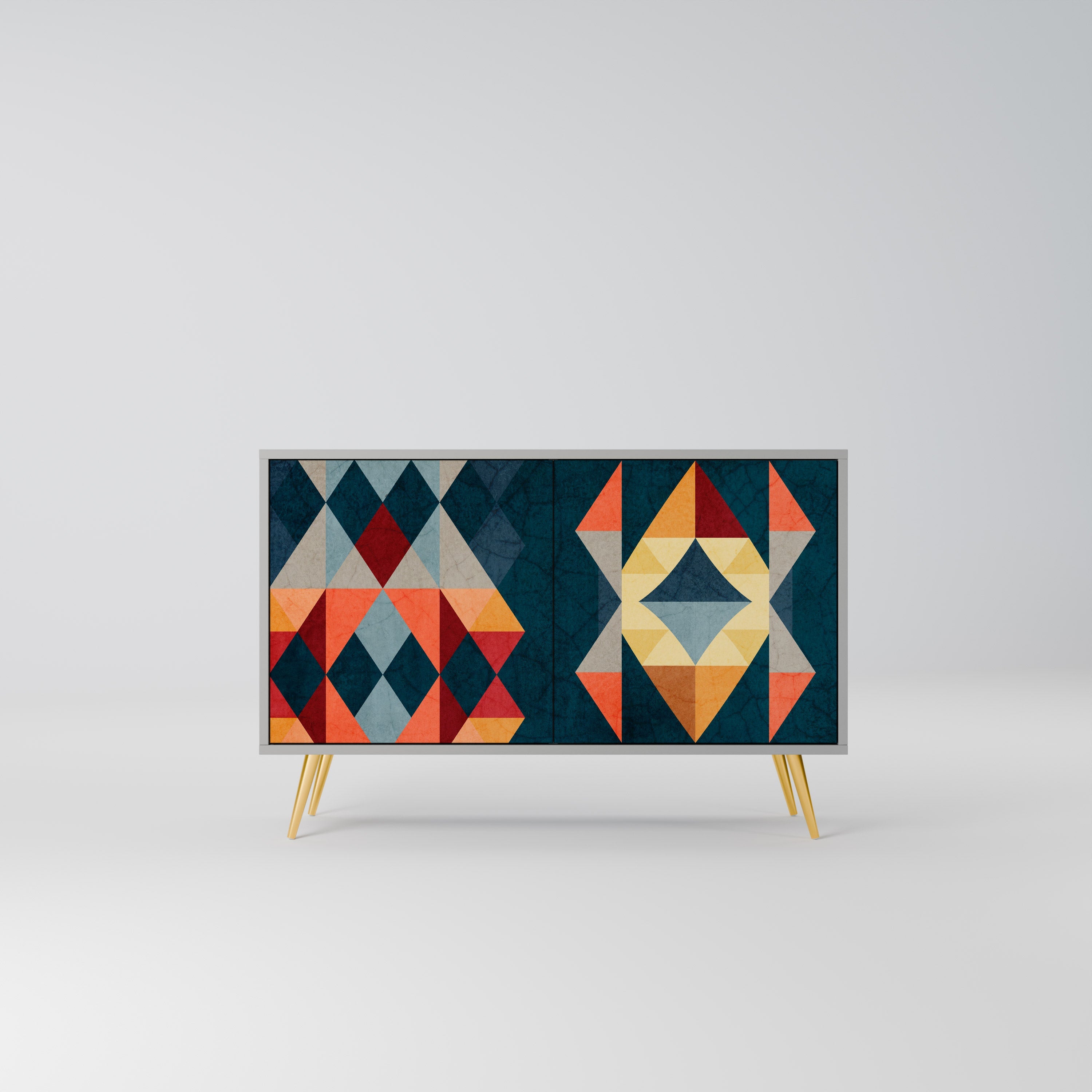 Buffet 2 portes CRACKED ILLUSION finition grise