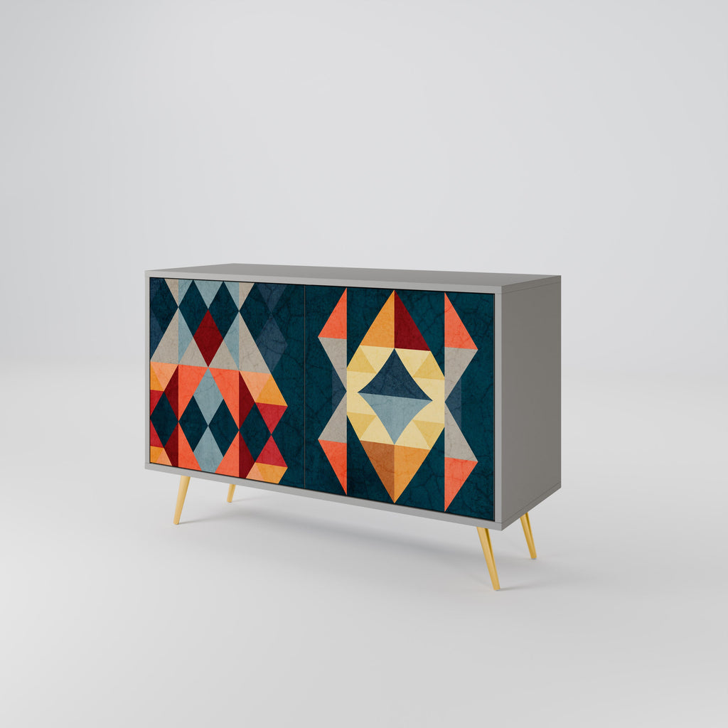 Buffet 2 portes CRACKED ILLUSION finition grise