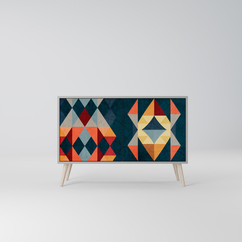 Buffet 2 portes CRACKED ILLUSION finition grise