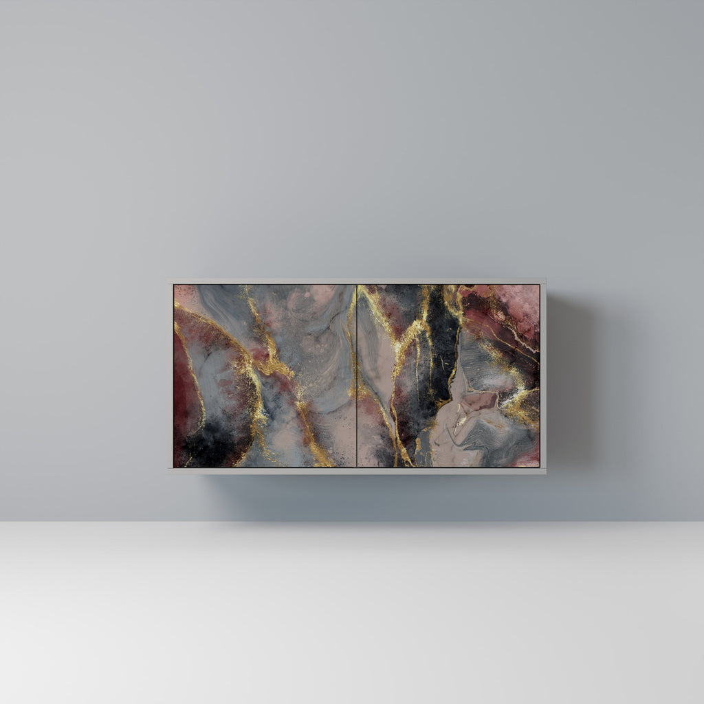 Buffet 2 portes GOLDEN TIDES en finition grise