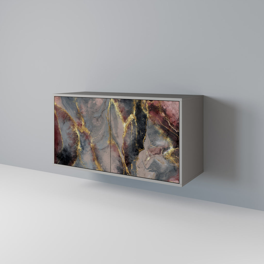 Buffet 2 portes GOLDEN TIDES en finition grise