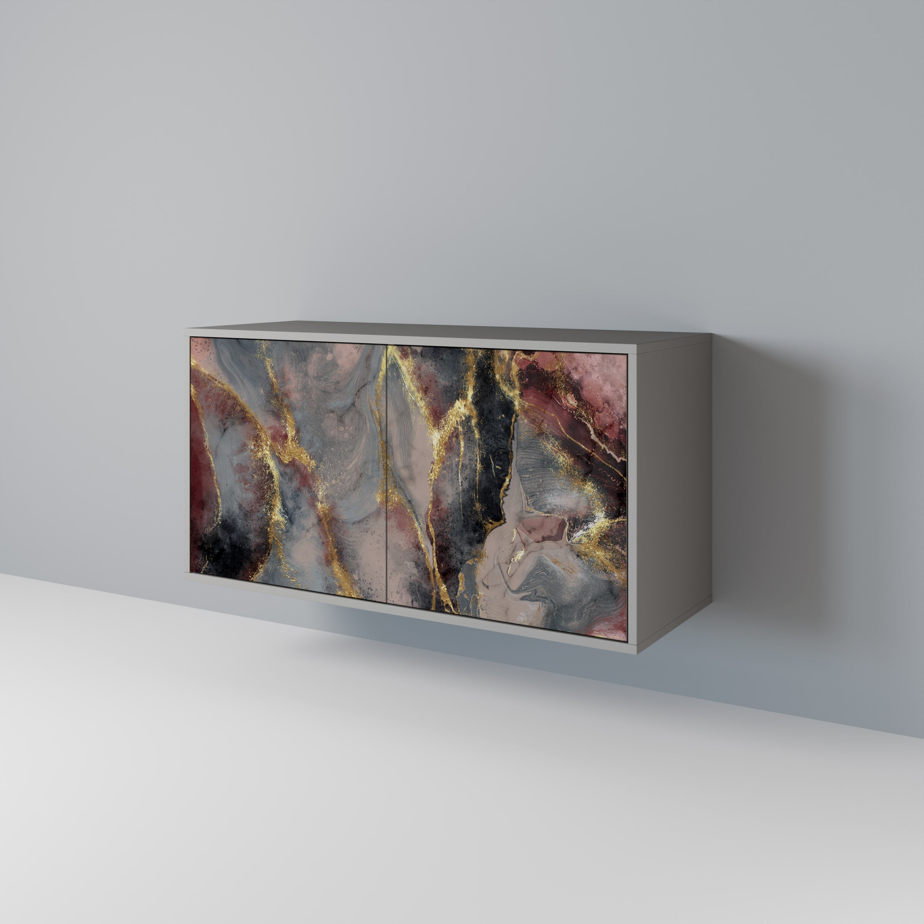 Buffet 2 portes GOLDEN TIDES en finition grise