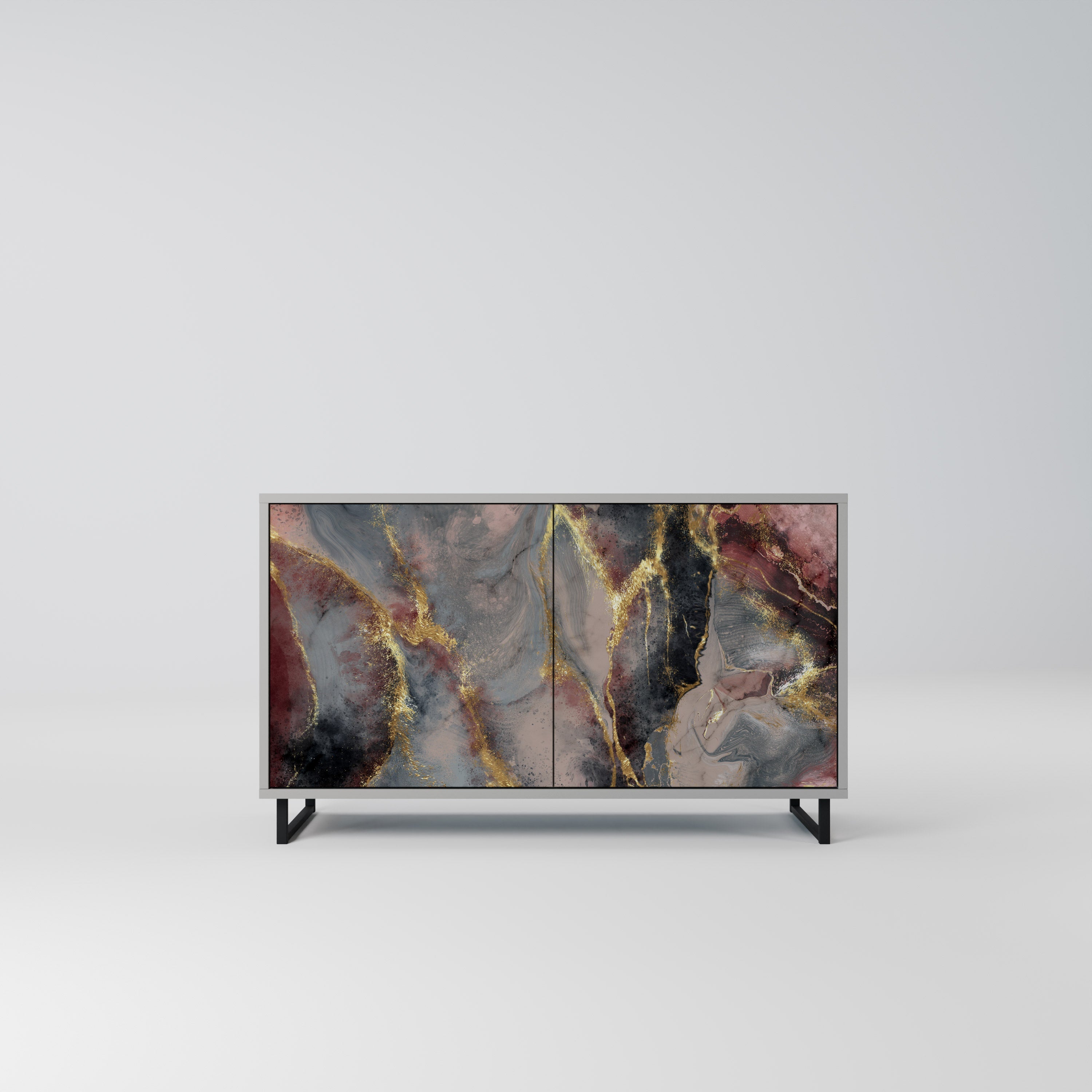 Buffet 2 portes GOLDEN TIDES en finition grise