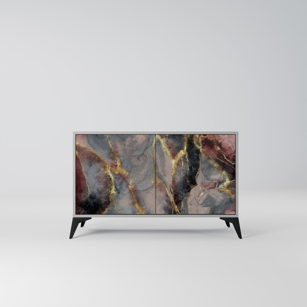 Buffet 2 portes GOLDEN TIDES en finition grise